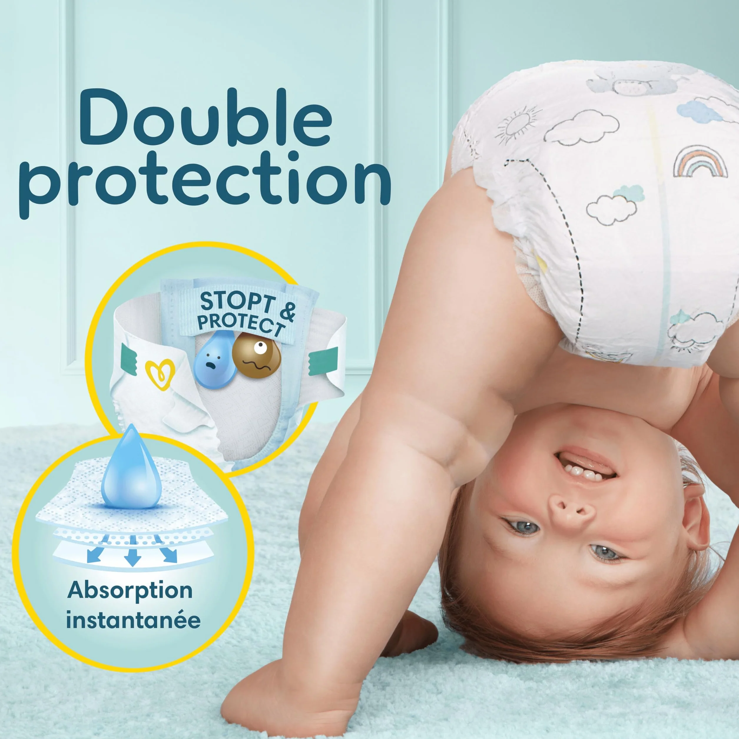 Pampers Premium Protection Taille 4 174 Couches 9-14kg Double Protection Stop & Protect