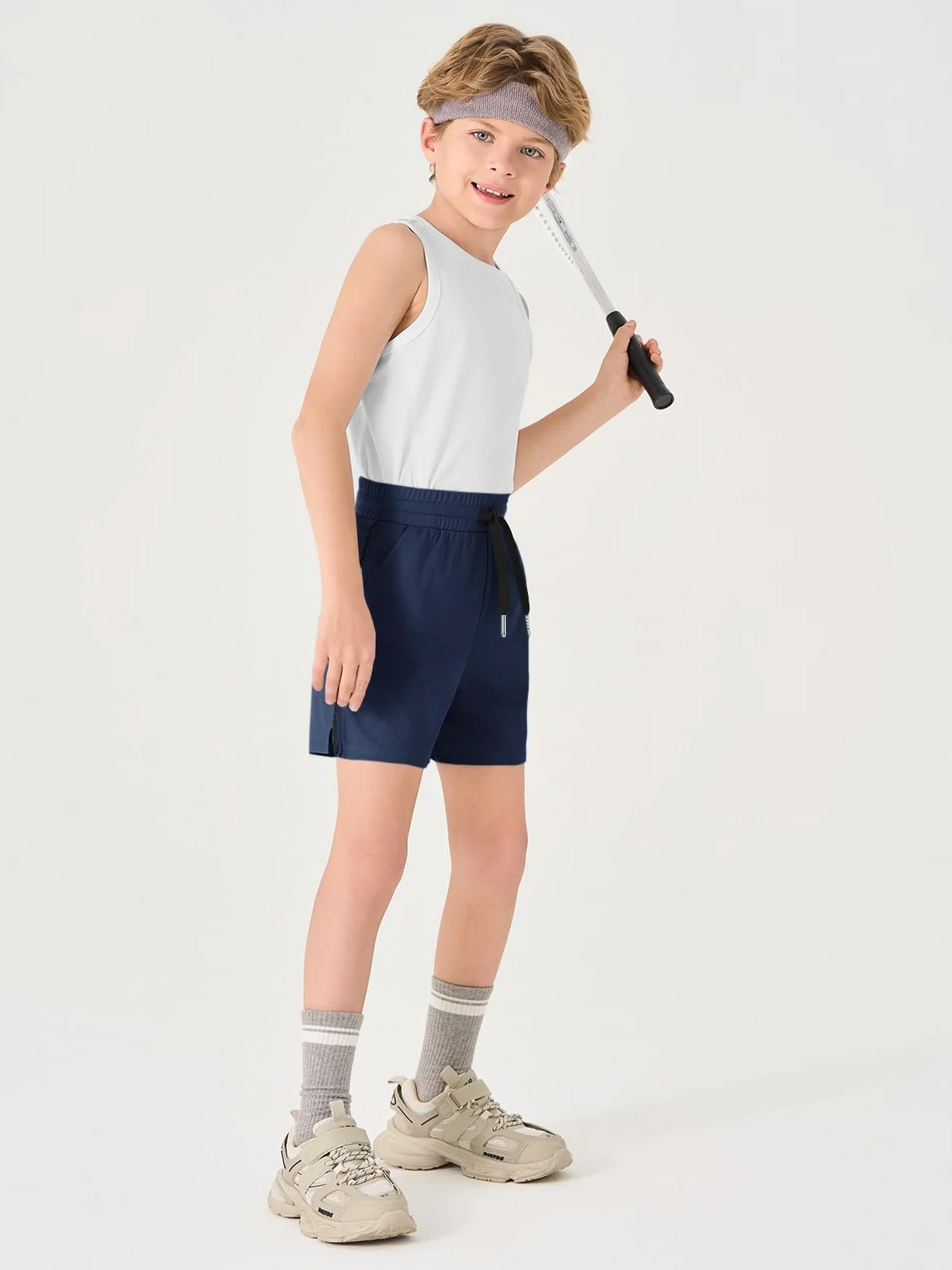 Short d'été court pour garçon - Pantalon de basket-ball taille élastique séchage rapide