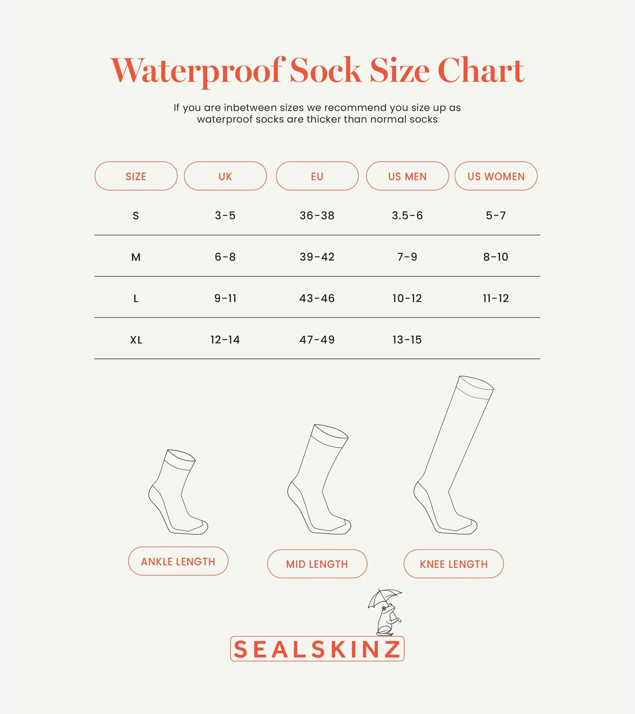 SEALSKINZ chaussette imperméable taille moyenne