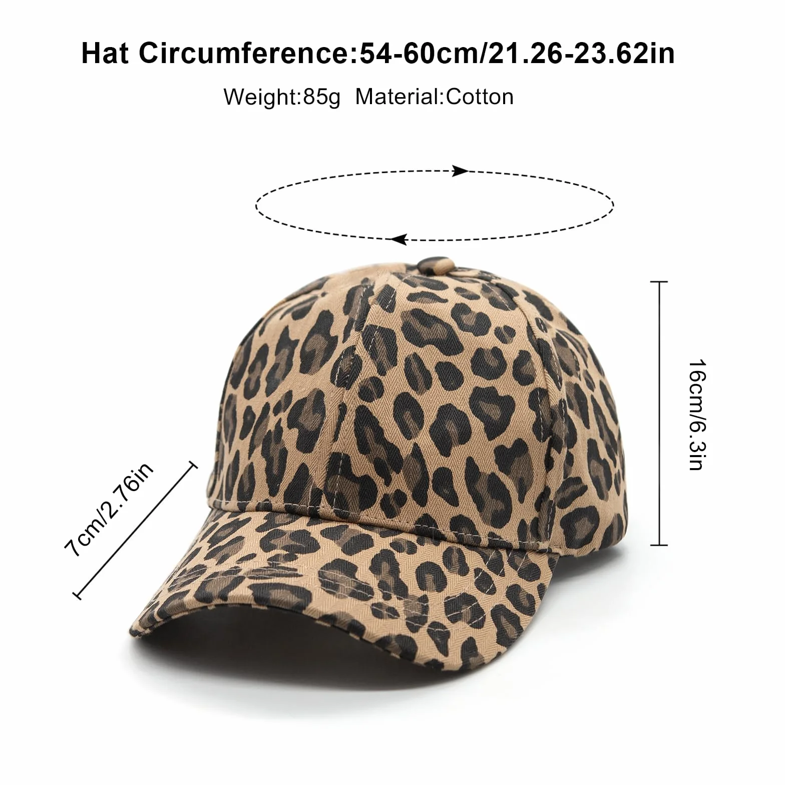 Casquette Vintage Femmes Imprimé Léopard Réglable Baseball