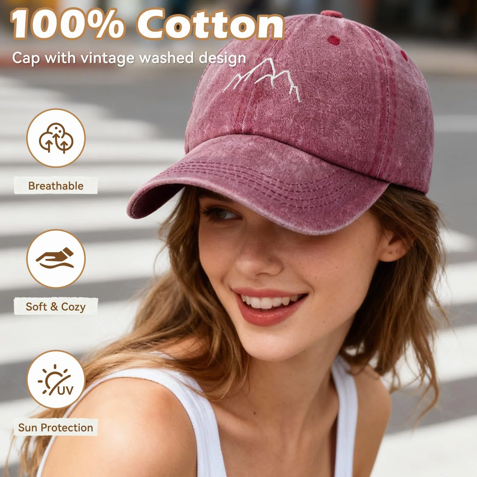 Casquette Femme Queue de Cheval Réglable Coton Respirante Broderie Baseball Cap