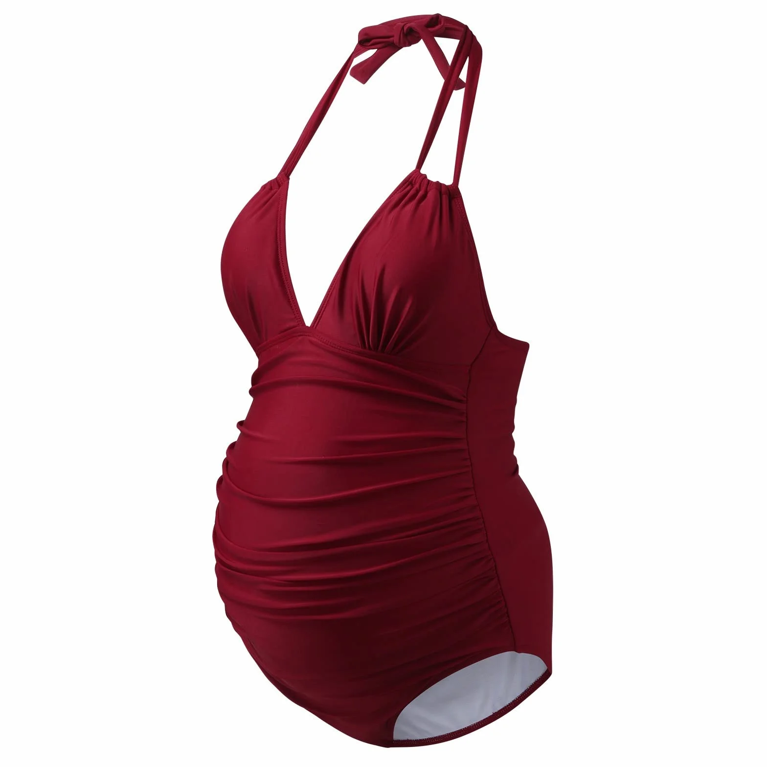 Maillot De Bain Maternité Une Pièce Col en V Halter Monokini Grossesse Grande Taille Plage Piscine