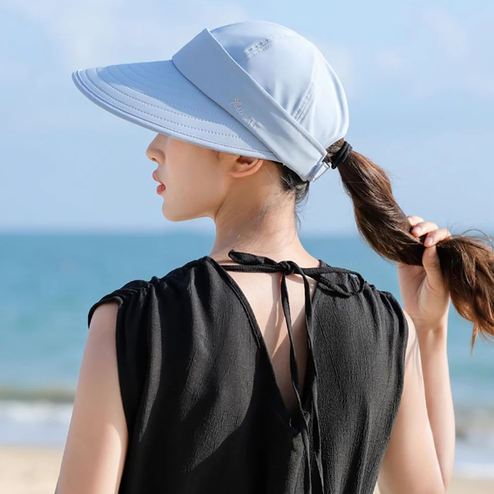 Casquette Visière Sport Été Chapeau de Soleil Démontable Femme Large Bord Pliable Protection UV