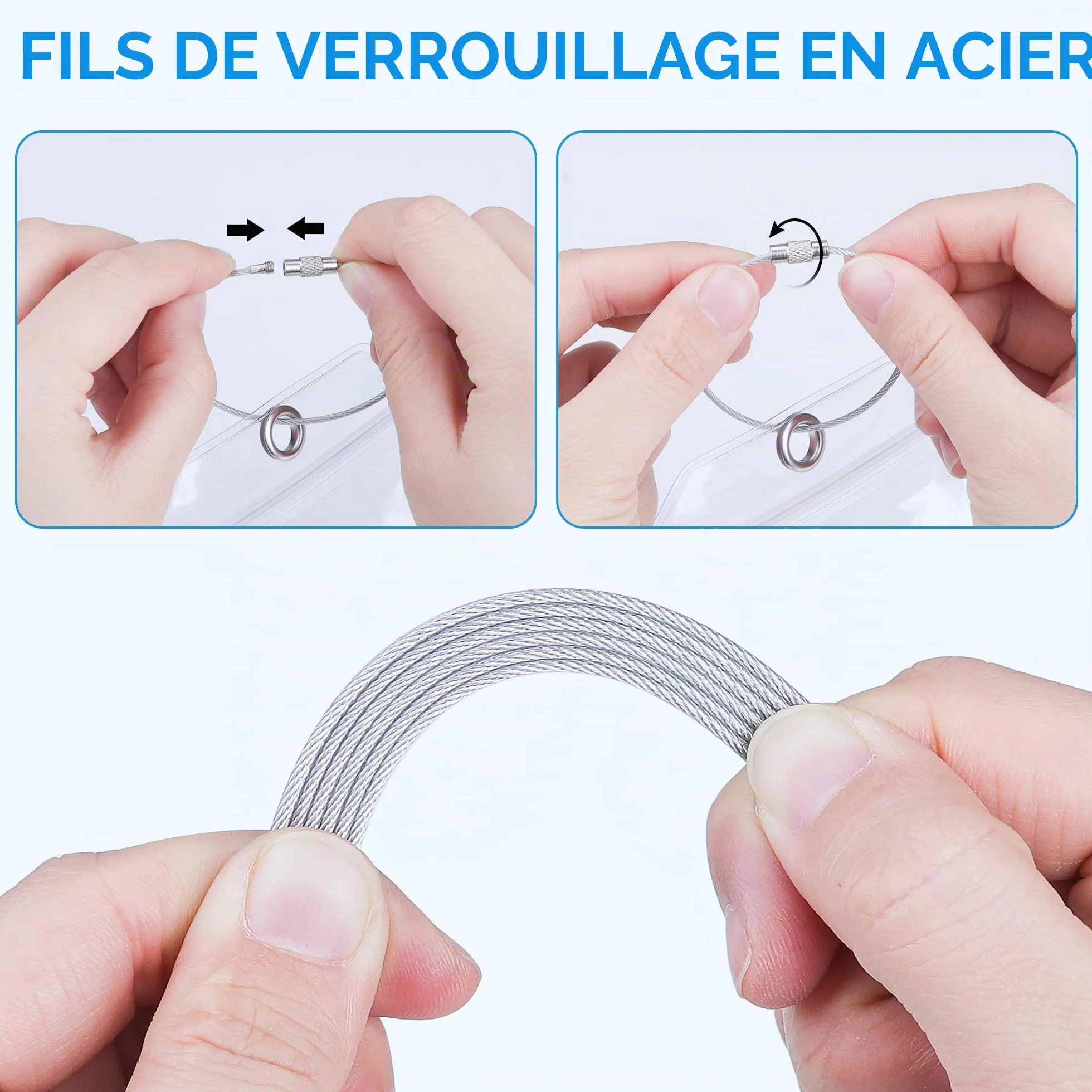 Teskyer 8 Pièces Porte Étiquette Bagage Imperméable Zip Seal Boucles Acier 18,5x8,5cm