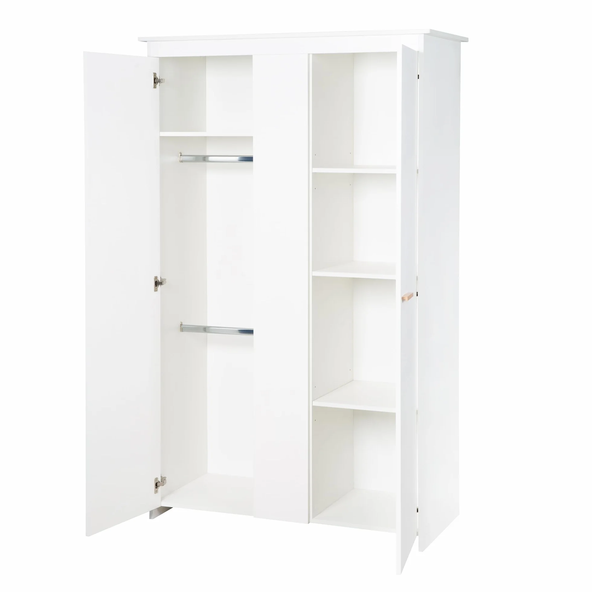 roba Armoire Bébé 2 Portes Anton Bois Blanc avec Penderies et Étagères Fermeture Douce