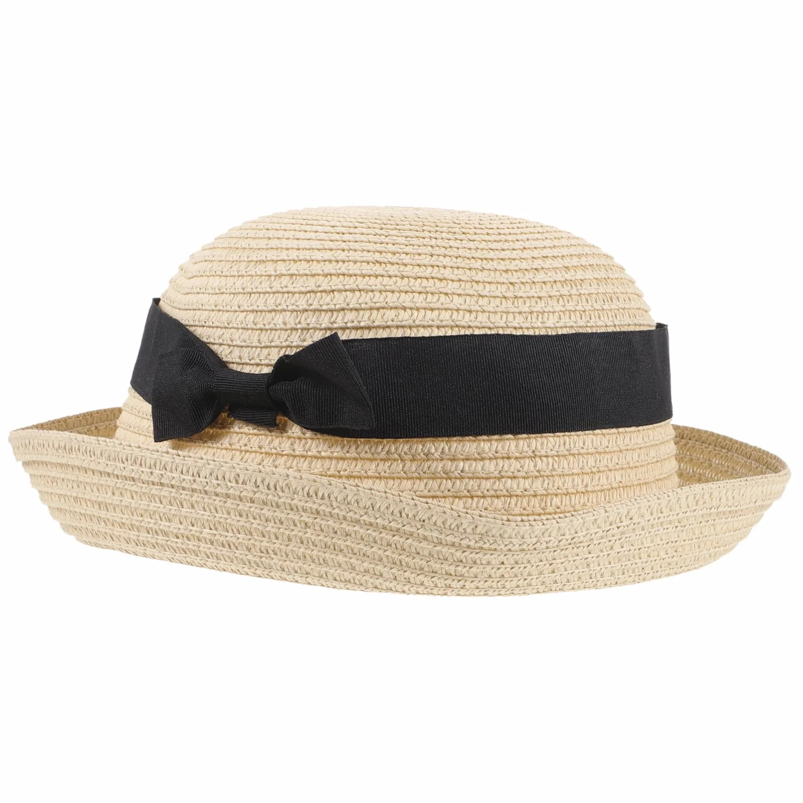 ORFOFE Chapeau de Paille Femmes Large Bord Roulé Nœud Décoratif Bob Léger Plage