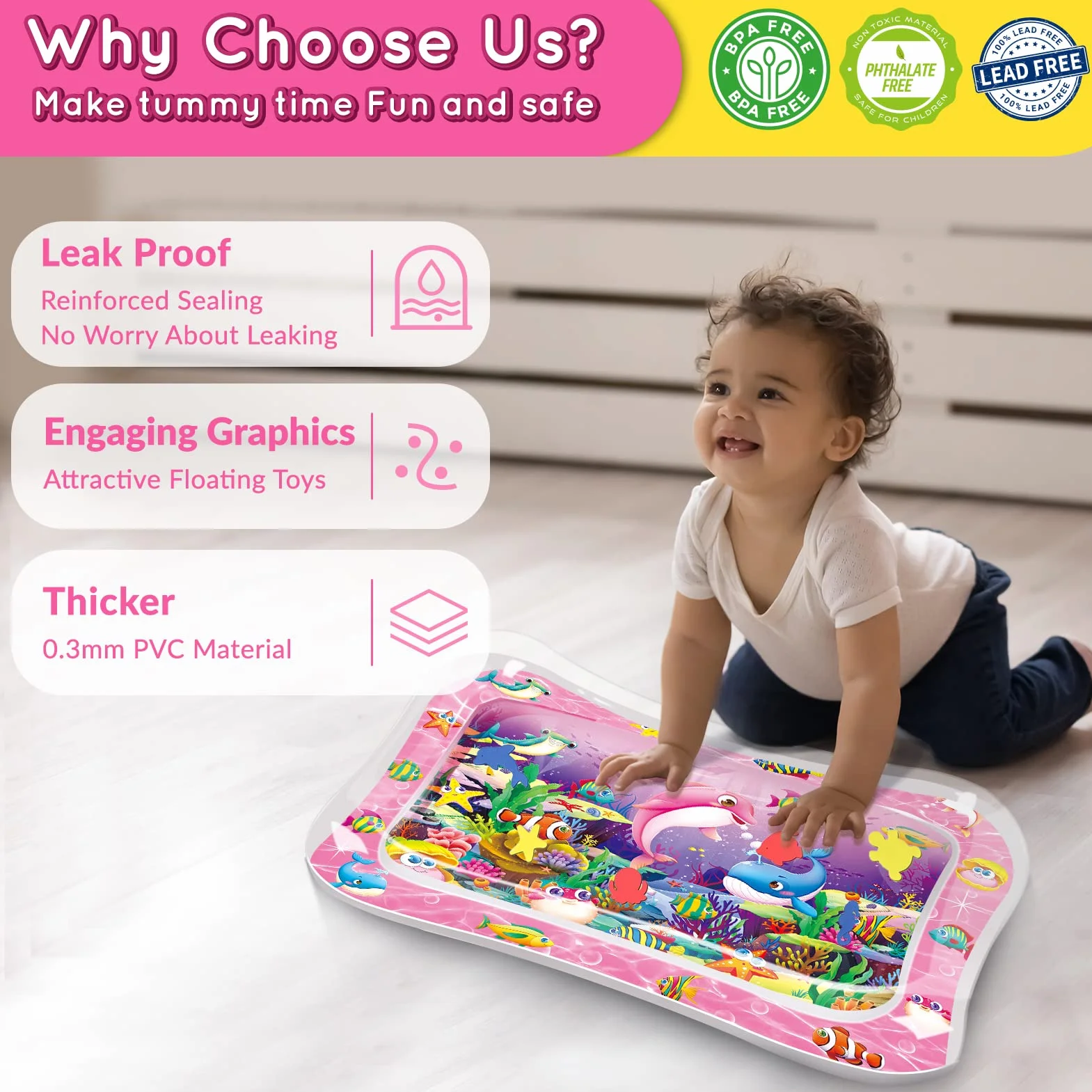 Infinno Tapis d'eau pour bébé 3 6 9 Mois développement sensoriel Cadeau Nouveau-né
