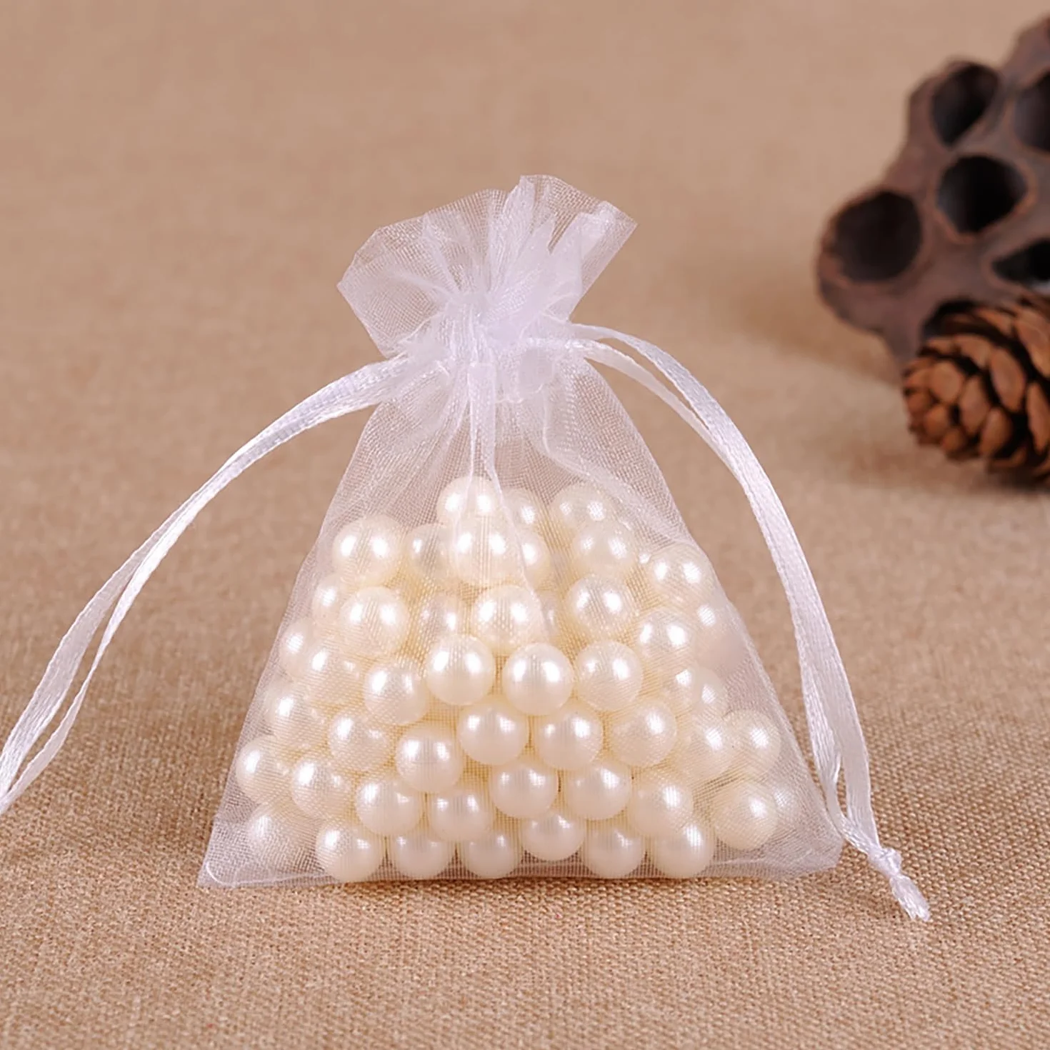 Lot De 100 Blanc Sachets En Organza 7 X 9 Cm Petits Sacs Cadeaux Avec Cordon De Serrage