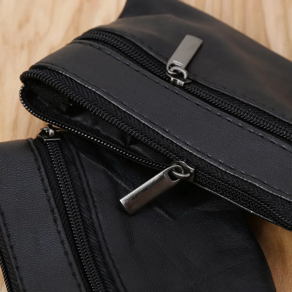 Portefeuille en Cuir Noir avec Porte-Monnaie, Porte-Cartes et Porte-Clés pour Homme et Femme