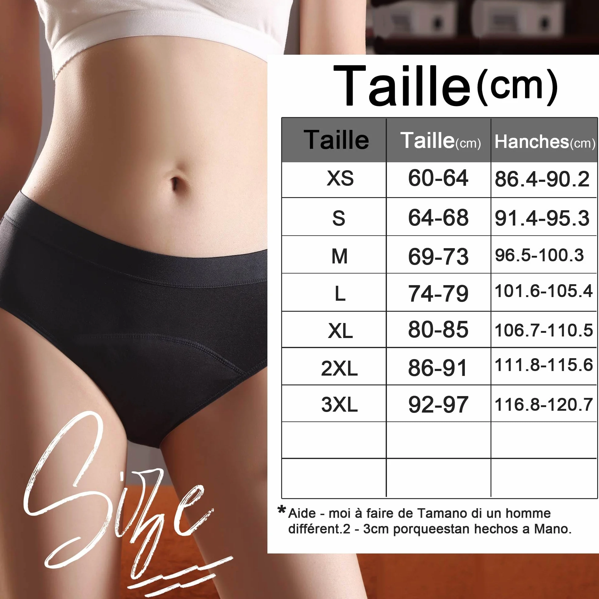 Culotte Menstruelle Absorbante Lavable Coton Protection Périodique Flux léger à abondant