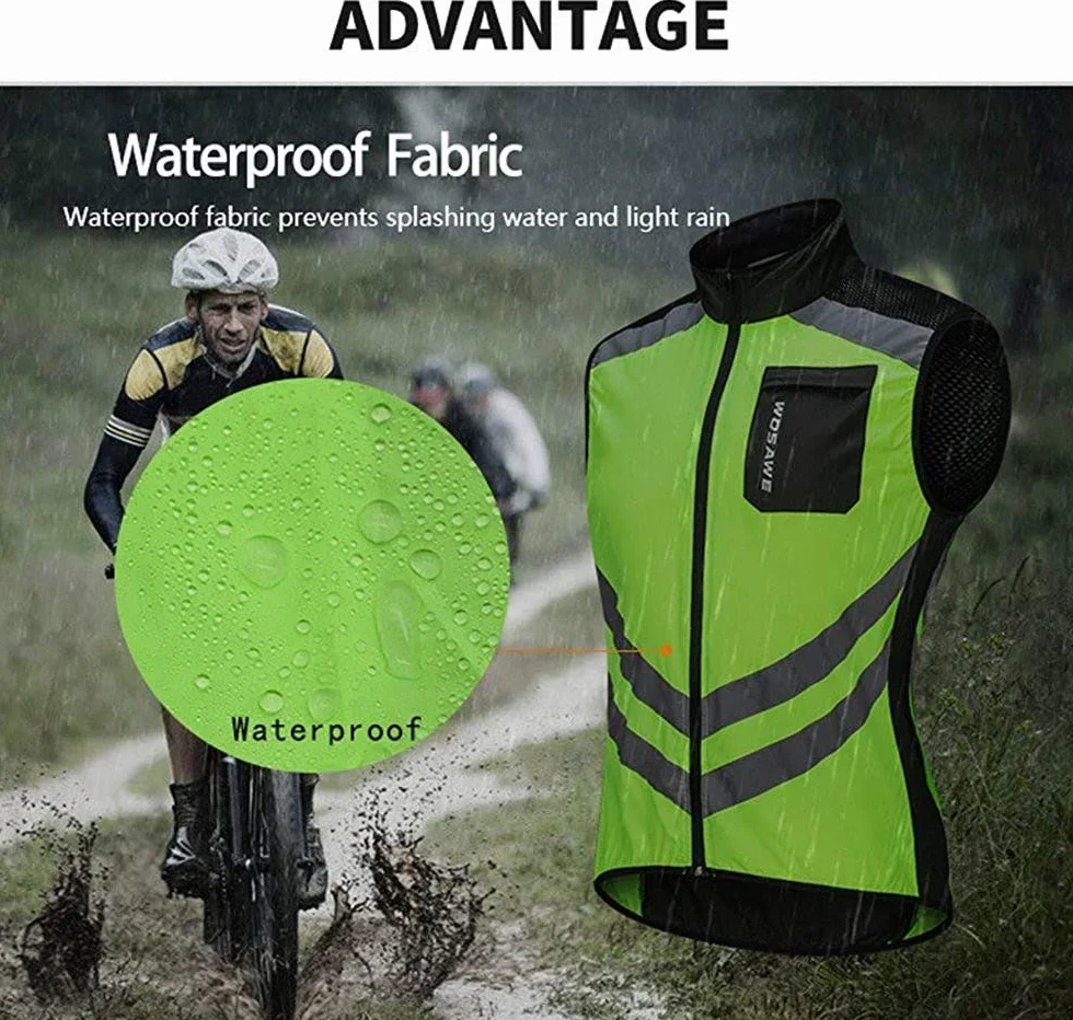 Gilet de Cyclisme sans Manches LINGKY pour Hommes Veste Respirante Poches Zippées Réfléchissante Légère