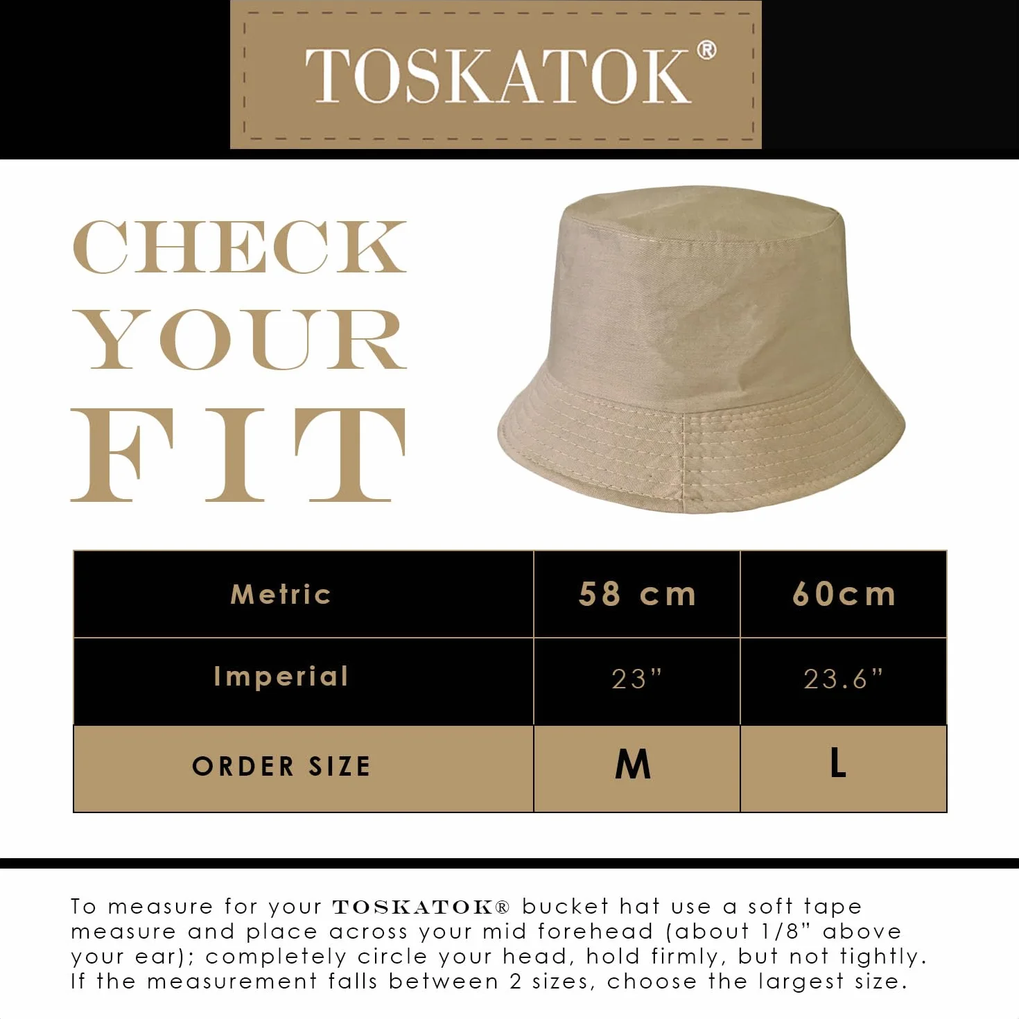 TOSKATOK Chapeau Seau Réversible UPF 50+ Coton Mélangé Unisexe