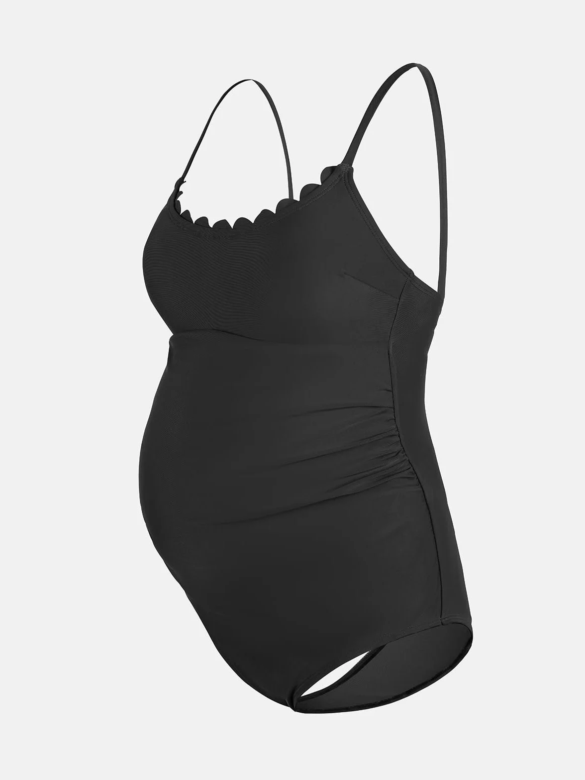 CUPSHE Maillot de bain une pièce de maternité à encolure dégagée pour femme - Maillot de bain festonné à lacets dans le dos - Cravate croisée de grossesse