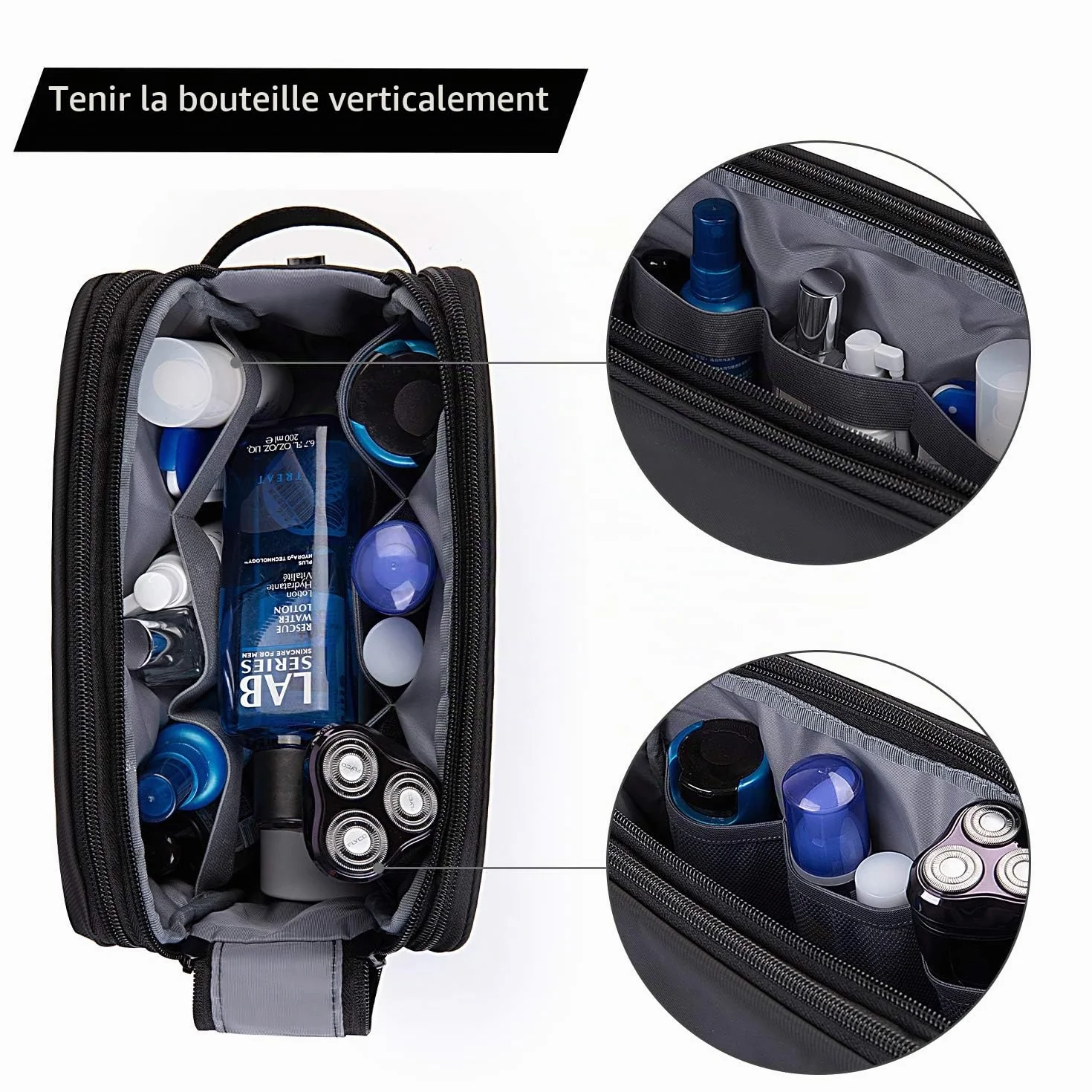BAGSMART Trousse de Toilette Homme Voyage Imperméable Sac de Rasage Noir