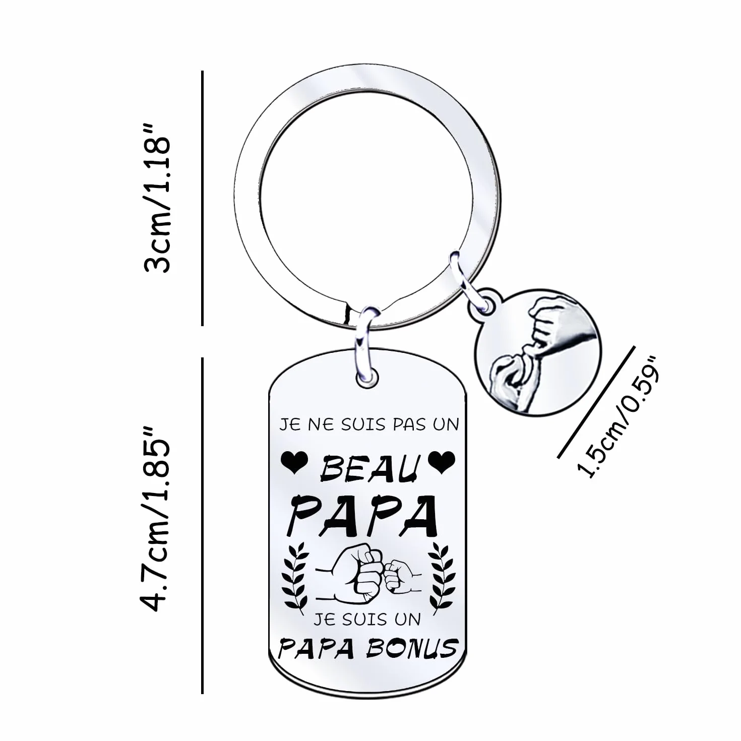 Porte-clés Papa Cadeau Anniversaire Naissance personnalisé Argenté