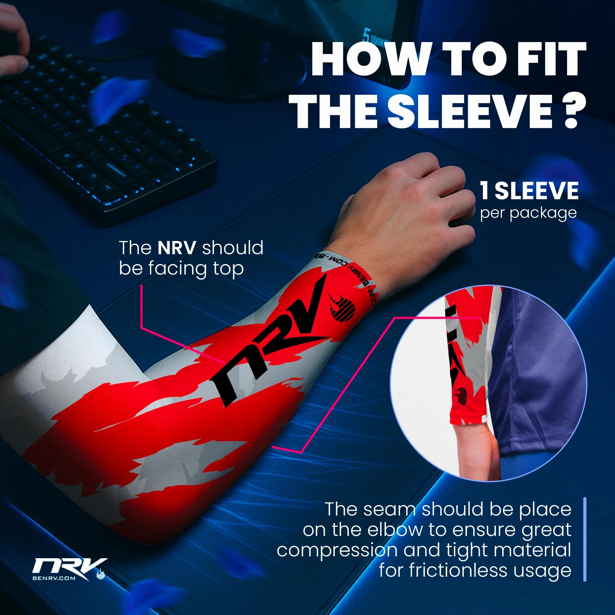 NRV Manchette de Compression Gaming Esport Edition Camo
