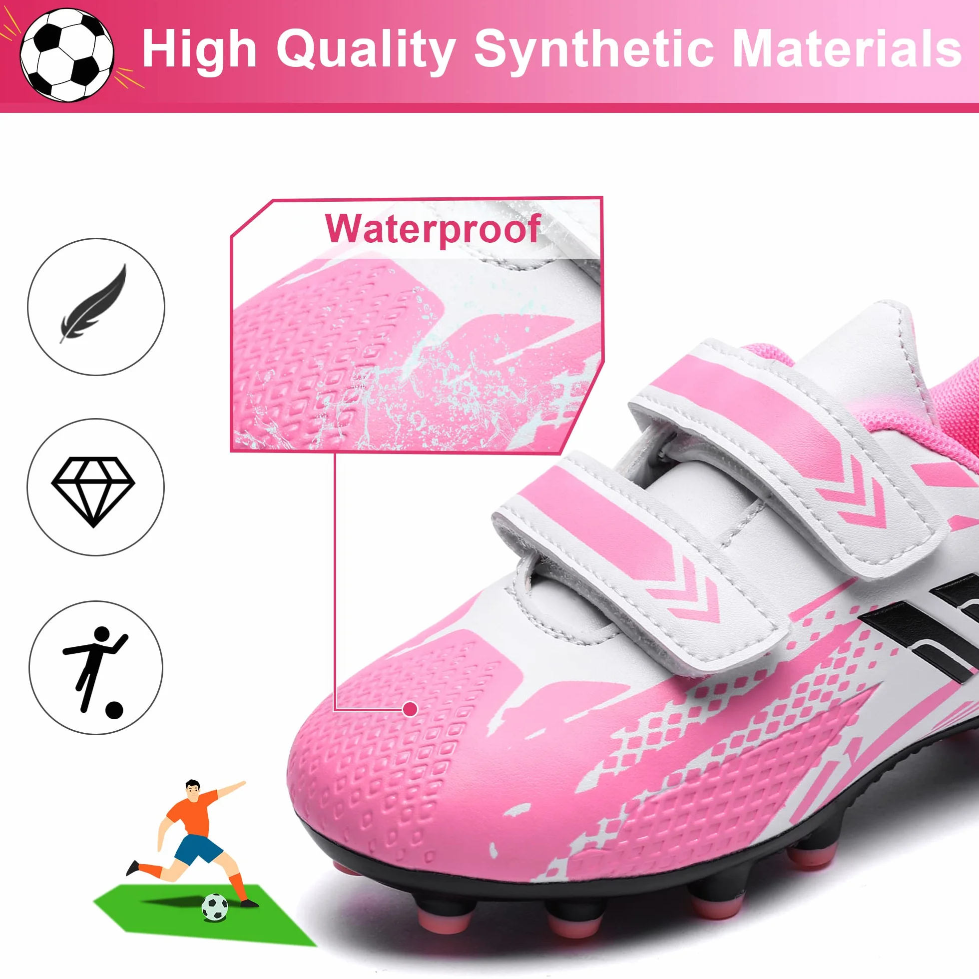 Chaussures de Football Professionnel Respirantes Antidérapant Crampon Enfant 28-37EU