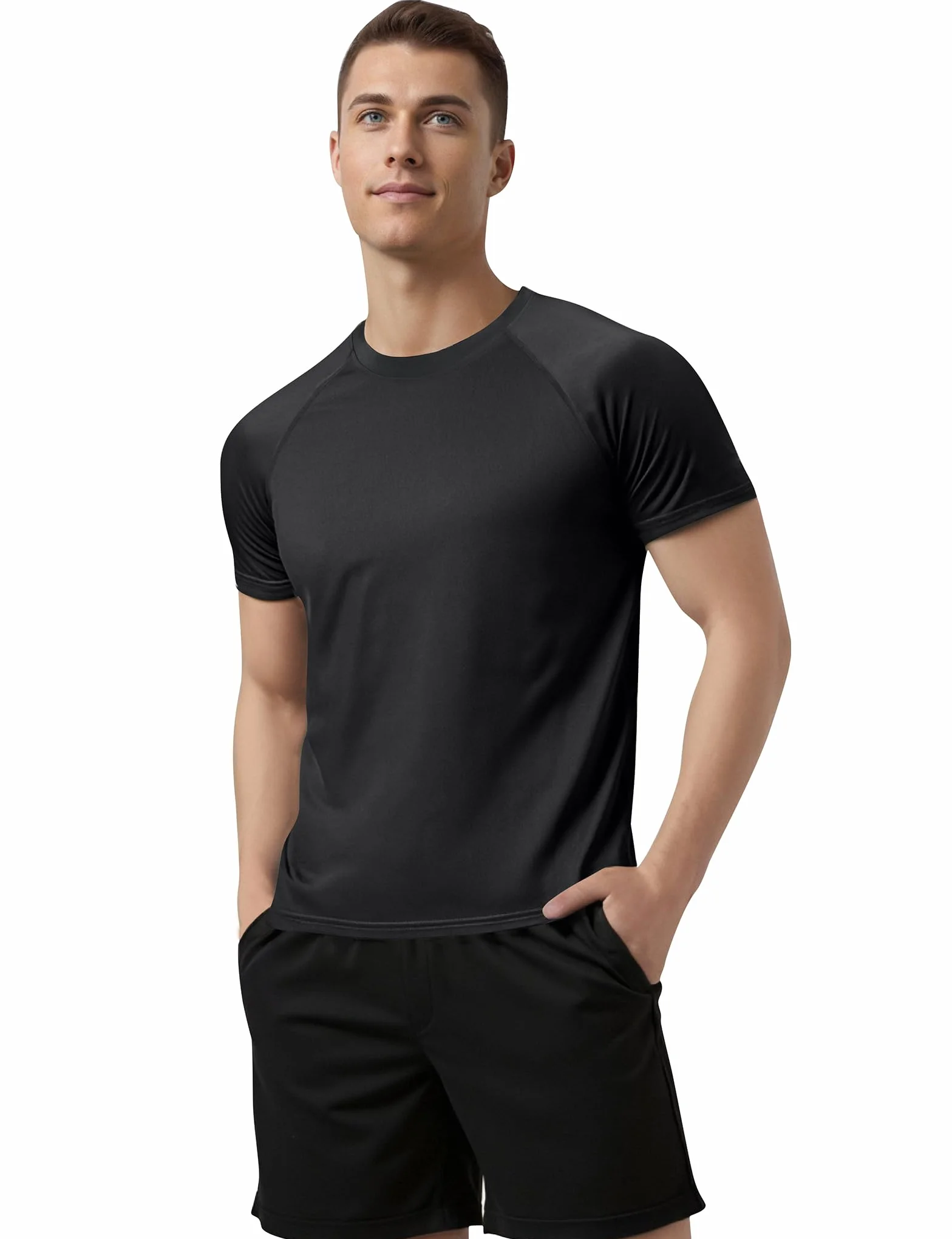 Cimic T-Shirt Sport Homme Manches Courtes Fitness Séchage Rapide Respirant Running Gym Baselayer 5 Pack
