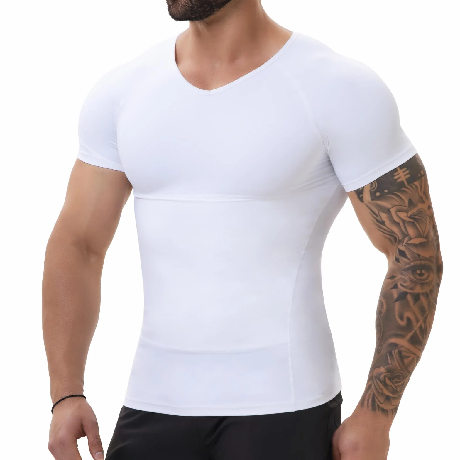 SLIMBELLE Chemise de compression homme Col en V Élastique Taille amincissante Contrôle du ventre