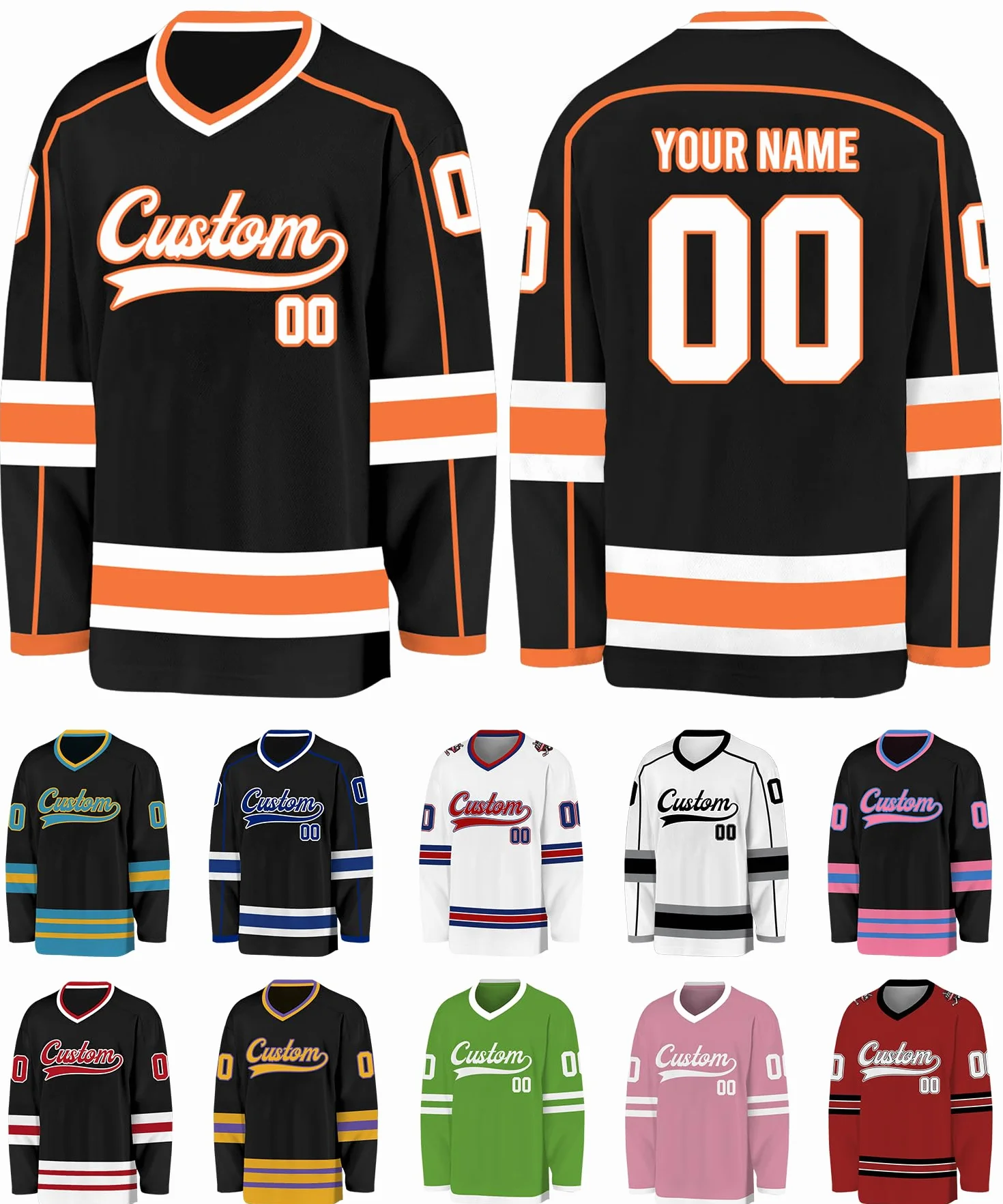 Maillot Hockey Personnalisé Chemise Hockey Glace avec Logo Prénom Numéro Sport Manches Longues Homme Femme S-3XL