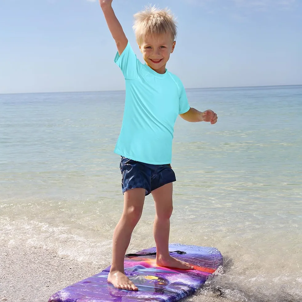 Maillot de Bain Enfant Anti-UV Manches Courtes Rashguard Garçon Séchage Rapide 5-10 Ans