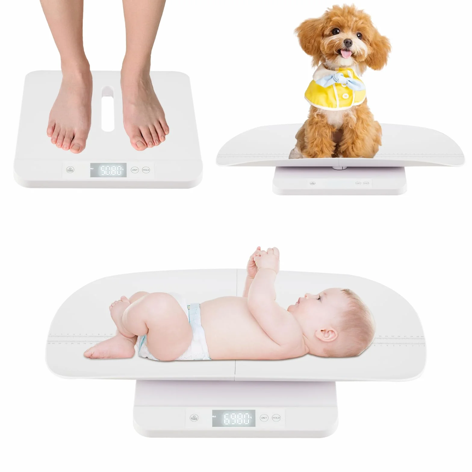 COSTWAY Pèse-bébé Numérique 150 kg Balance Électronique Précise 5 g avec Écran LED
