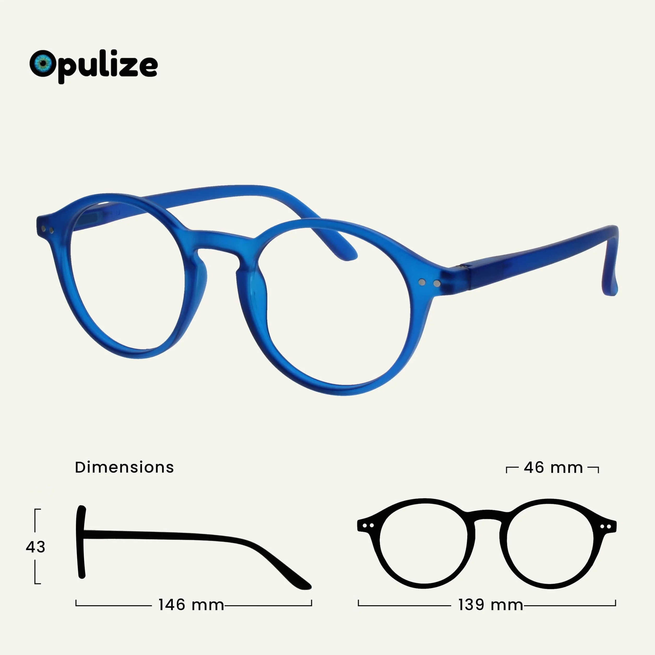 OPULIZE REY Lunettes de Lecture Lot de 3 Montures Rondes Rétro Bleu Mat Vert Rouge Charnières à Ressort +3.00