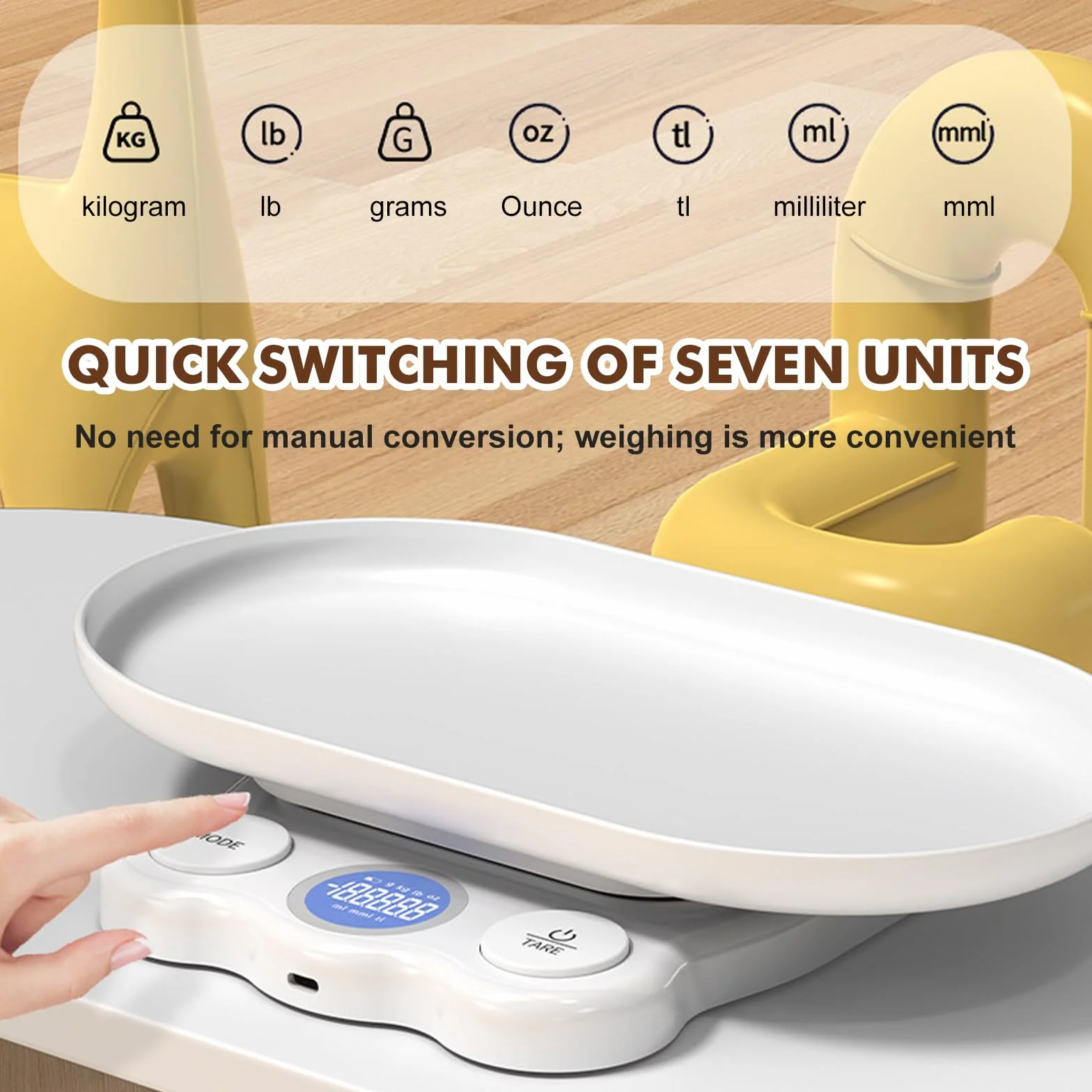 Balance numérique pour petits animaux 15 kg ± 1 g écran LCD plateau amovible 7 modes pesée