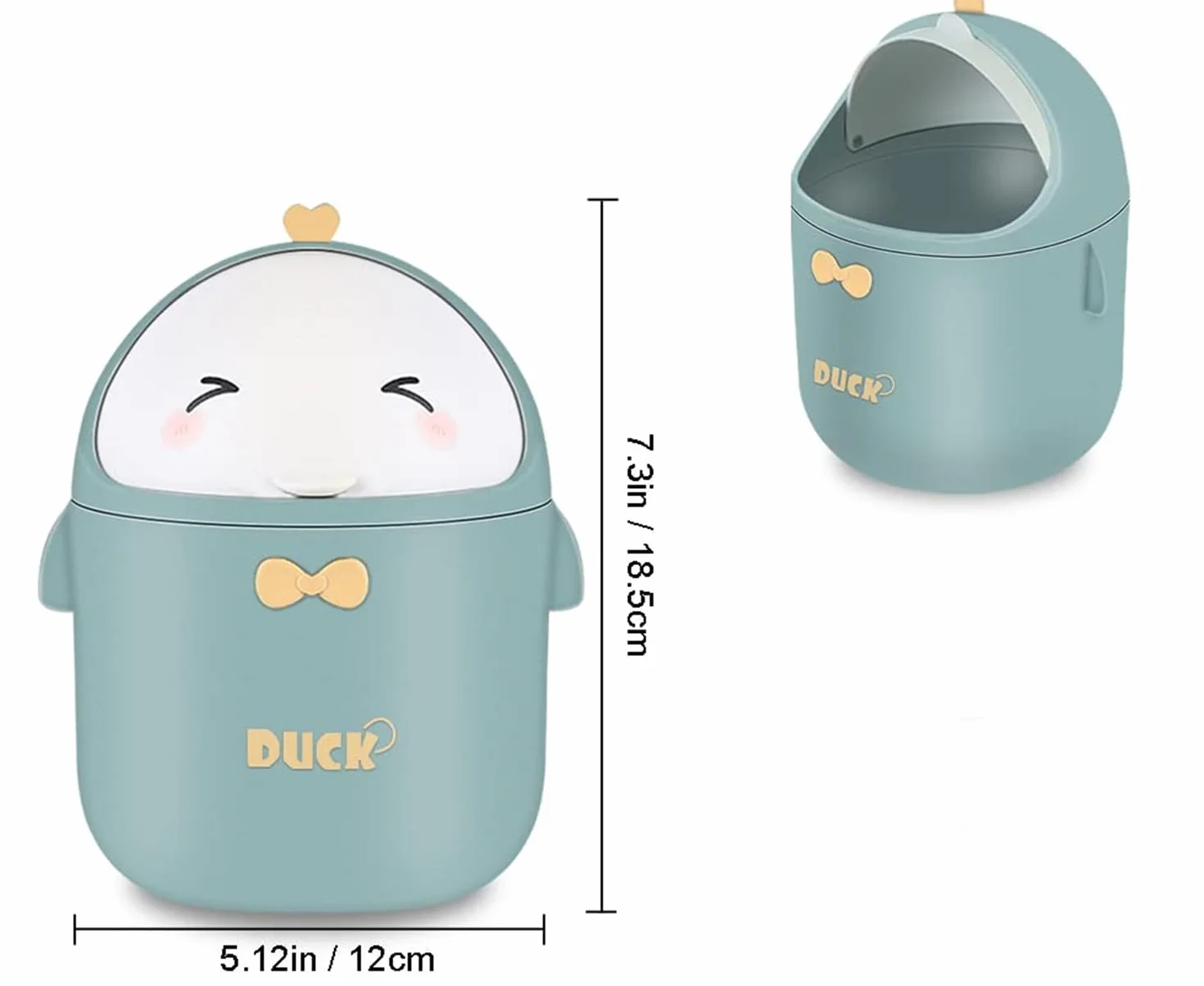 Mini Poubelle De Table Couvercle Corbeille à Papier Kawaii Boîte Rangement Bureau Vert