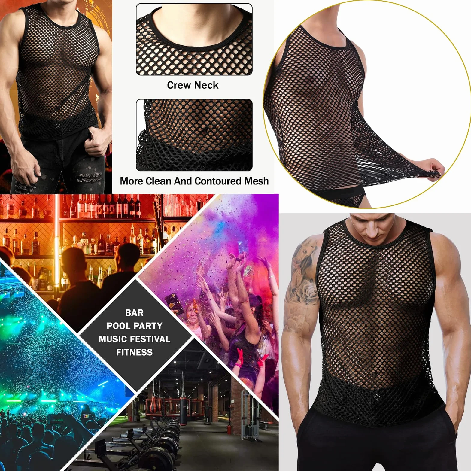 Maillot de Corps en Maille Noire pour Hommes Taille XL