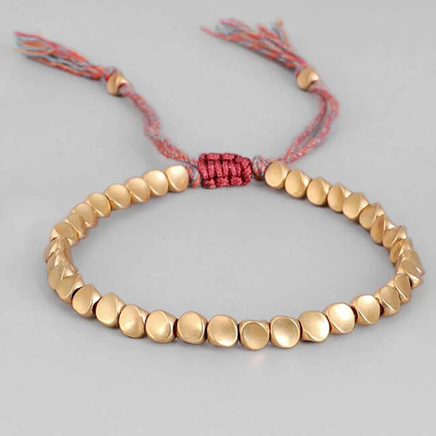 Bracelet de perles de cuivre tibétain fait à la main pour hommes et femmes, bouddhiste bonne chance
