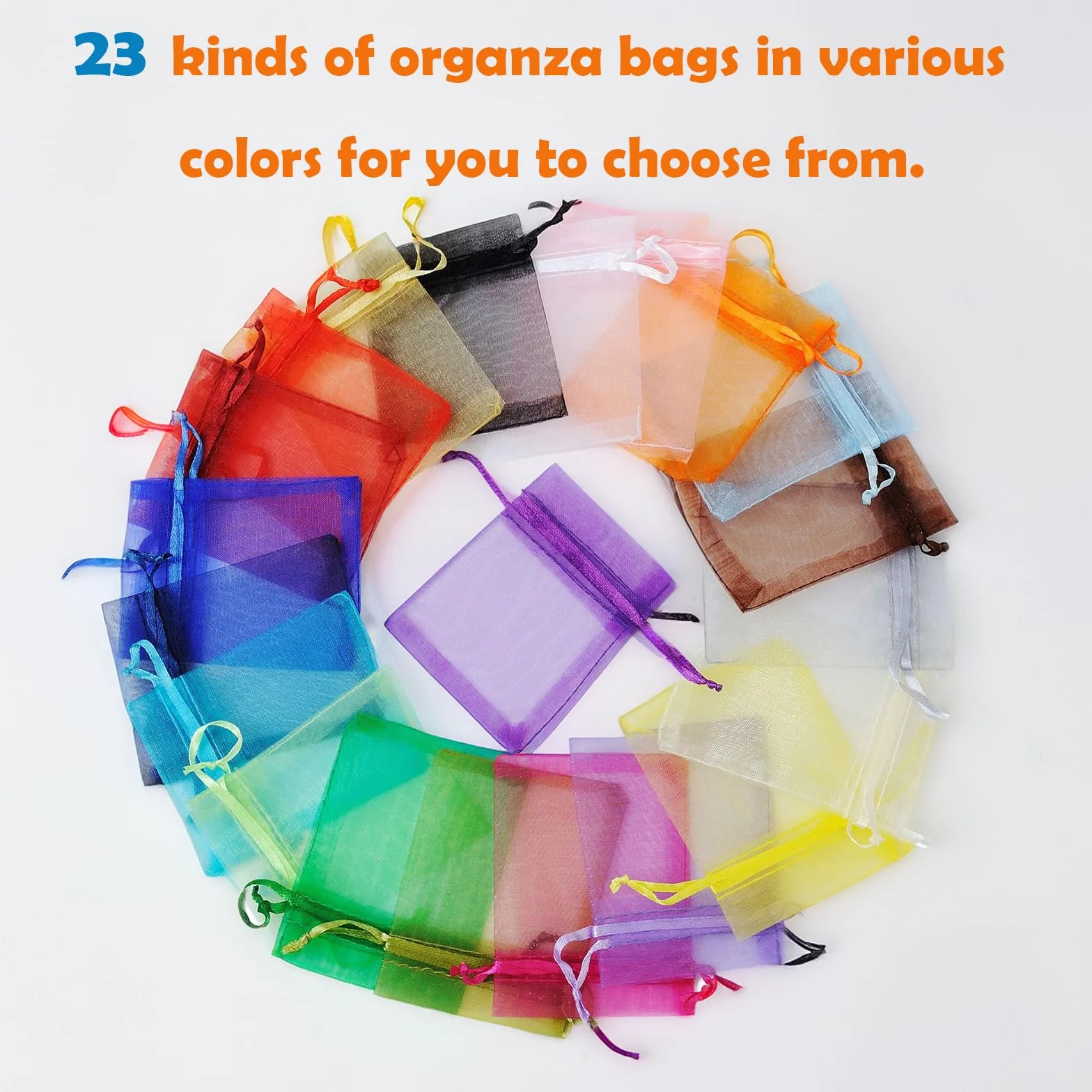 POPOYU 100Pcs Organza Sachet 7x9cm Tulle Dragées Jewellery Drawstring Bag