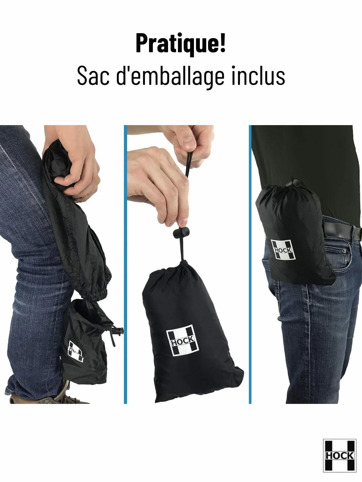 HOCK Pantalon de Pluie Unisexe avec Fermeture éclair à 2 Voies, Respirant, Étanche 10 000 mm pour Homme et Femme