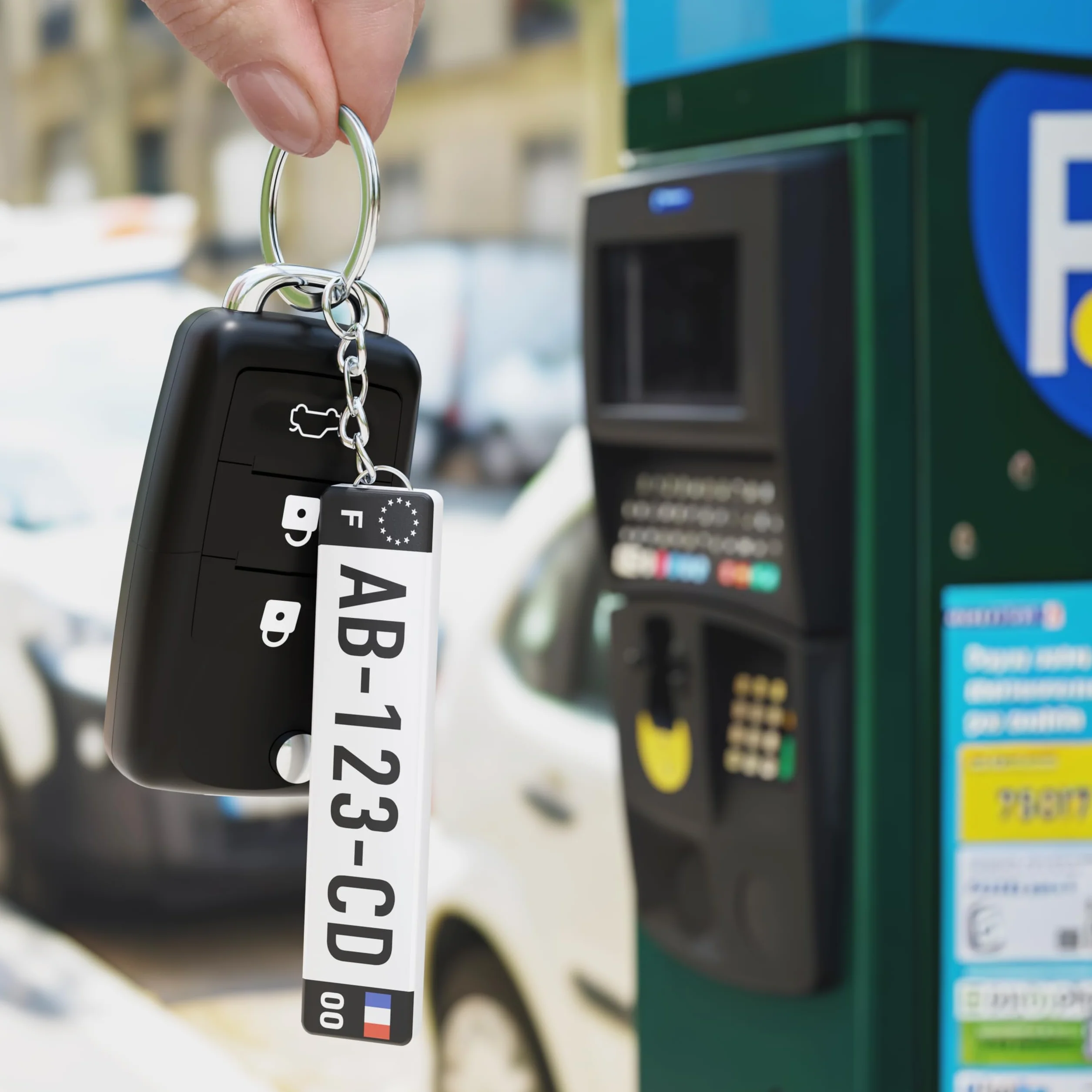 Porte-Clés Personnalisé Plaque Immatriculation Personnalisable Prénom Texte Impression 3D UV Accessoire Voiture Moto Fabriqué France