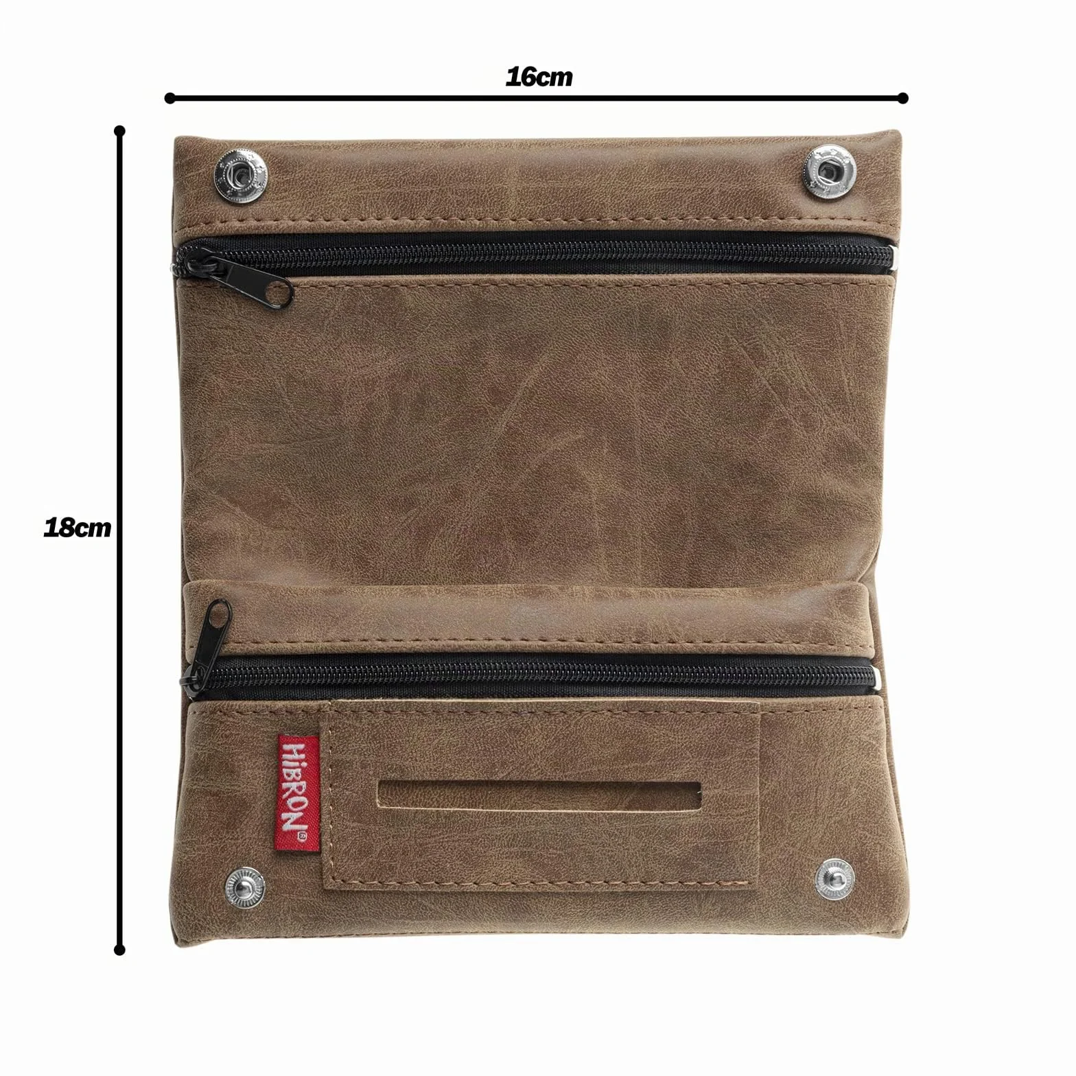 HIBRON Blague à Tabac Pochette Cuir Marron