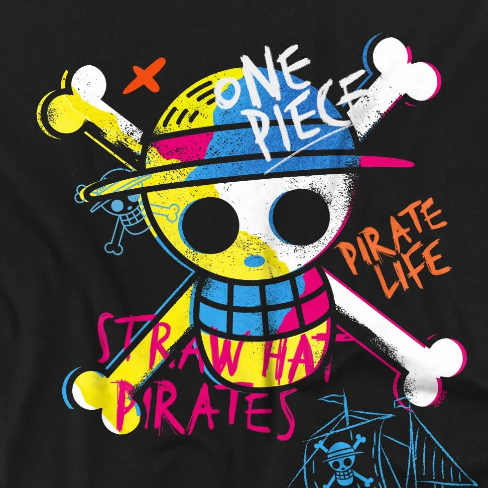 Netflix One Piece Jolly Roger Graffiti T-Shirt Enfant Noir