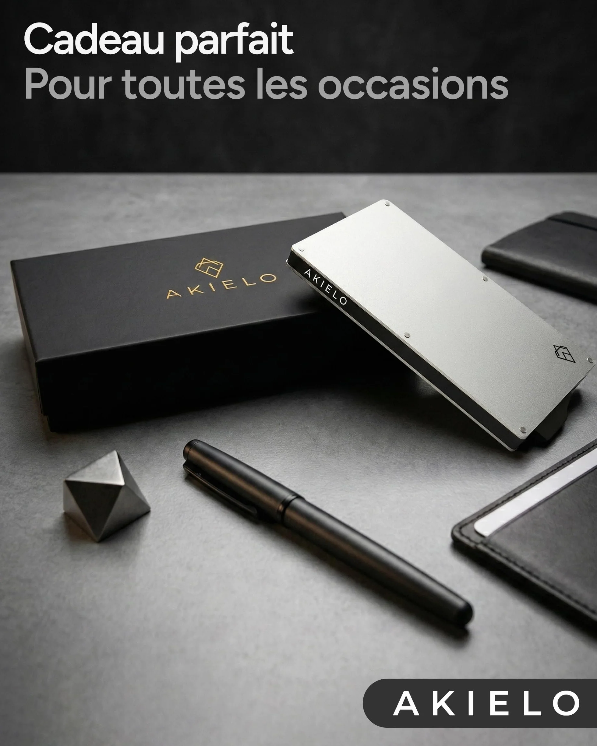 Portefeuille Homme AKIELO RFID Blocage avec Coffret Cadeau Protection Carte Bancaire sans Contact