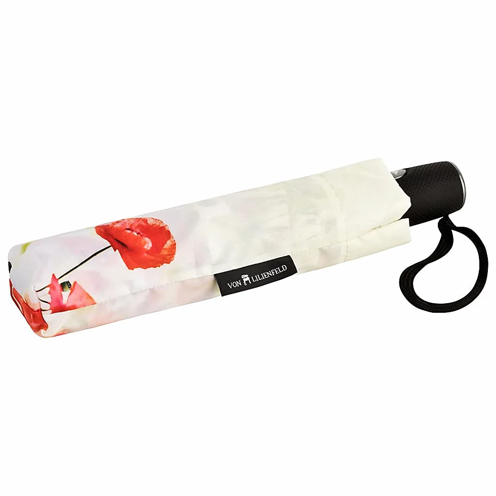 VON LILIENFELD Parapluie de Poche Automatique Résistant au Vent Pliant Floral Coquelicots