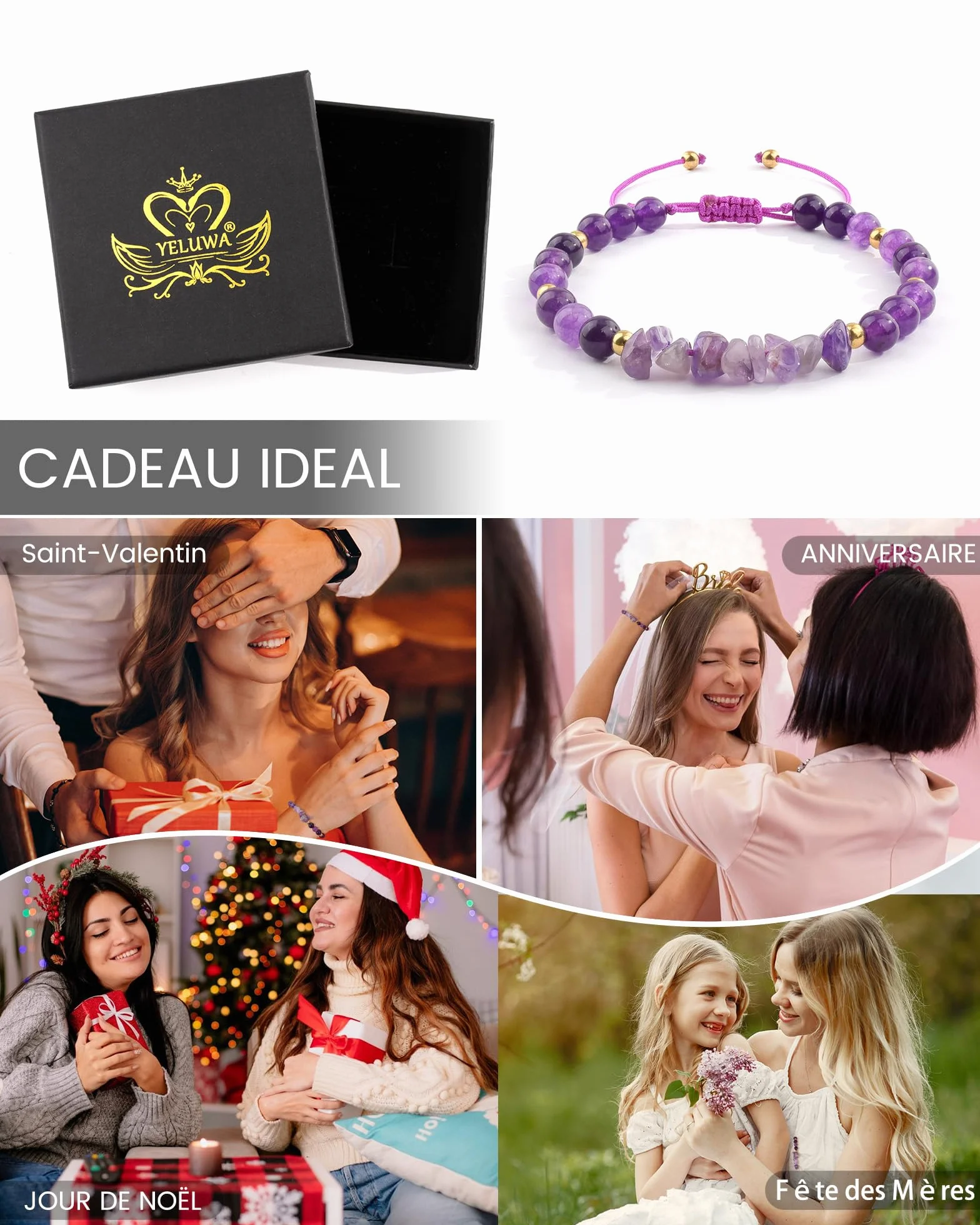 Bracelet Femme Pierre Naturelle Cadeau Fille 8-12 Ans
