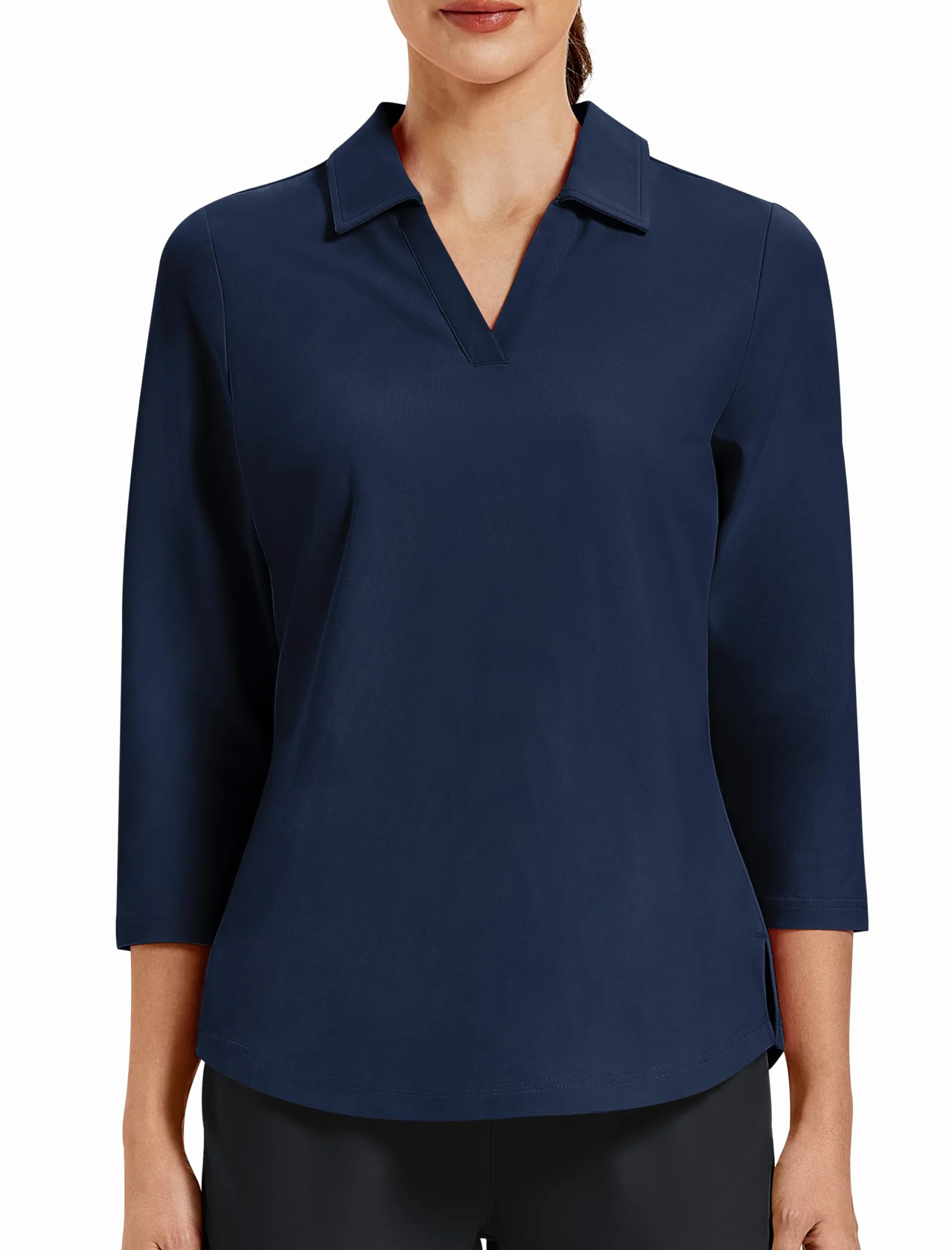 MoFiz Poloshirt Femme Manches 3/4 Coton UPF50+ Golf Polo Sport d'été