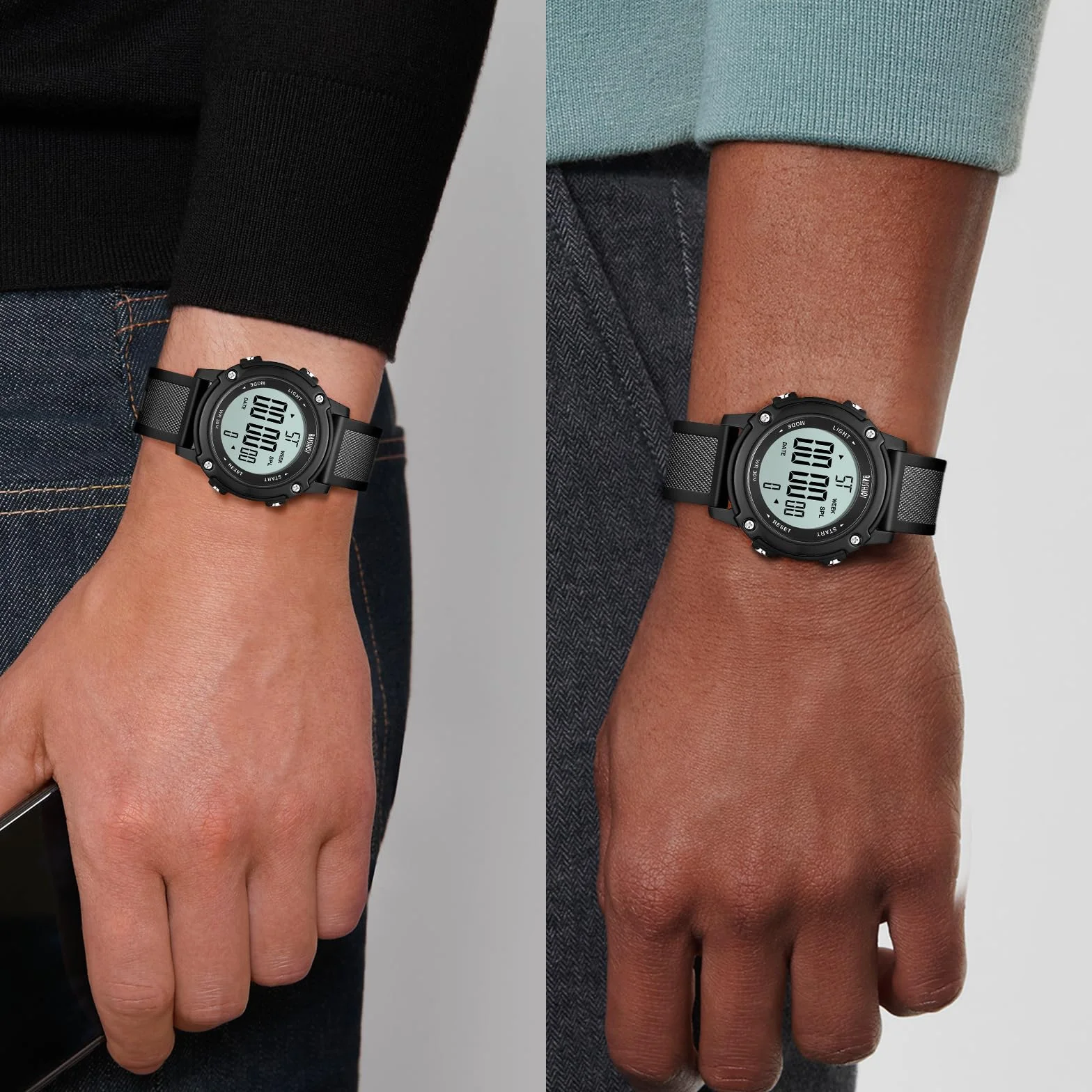 LN LENQIN Montre numérique imperméable sport homme bracelet silicone multifonction
