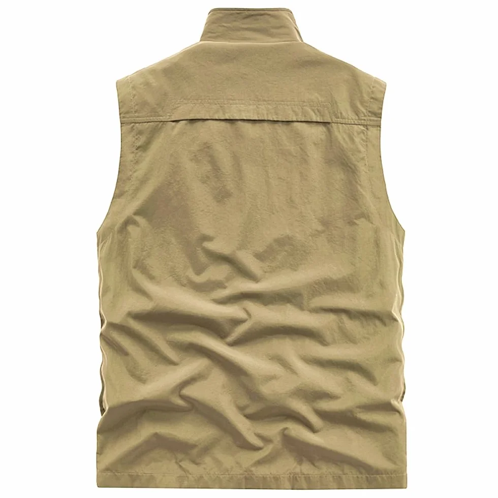 Gilet de Pêche Léger Homme Sans Manche Veste Extérieur Camping Séchage Rapide Photographie Multipoches