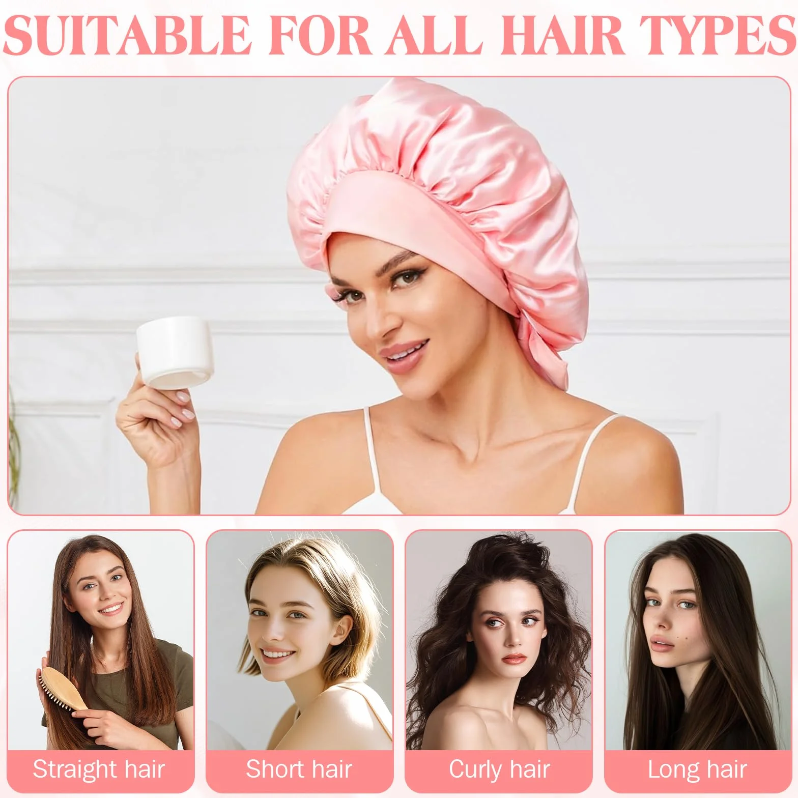 Zorplex Lot de 2 Bonnet Soie Cheveux Nuit, Capuchon de Sommeil Ajustable avec Élastique, Protection Cheveux