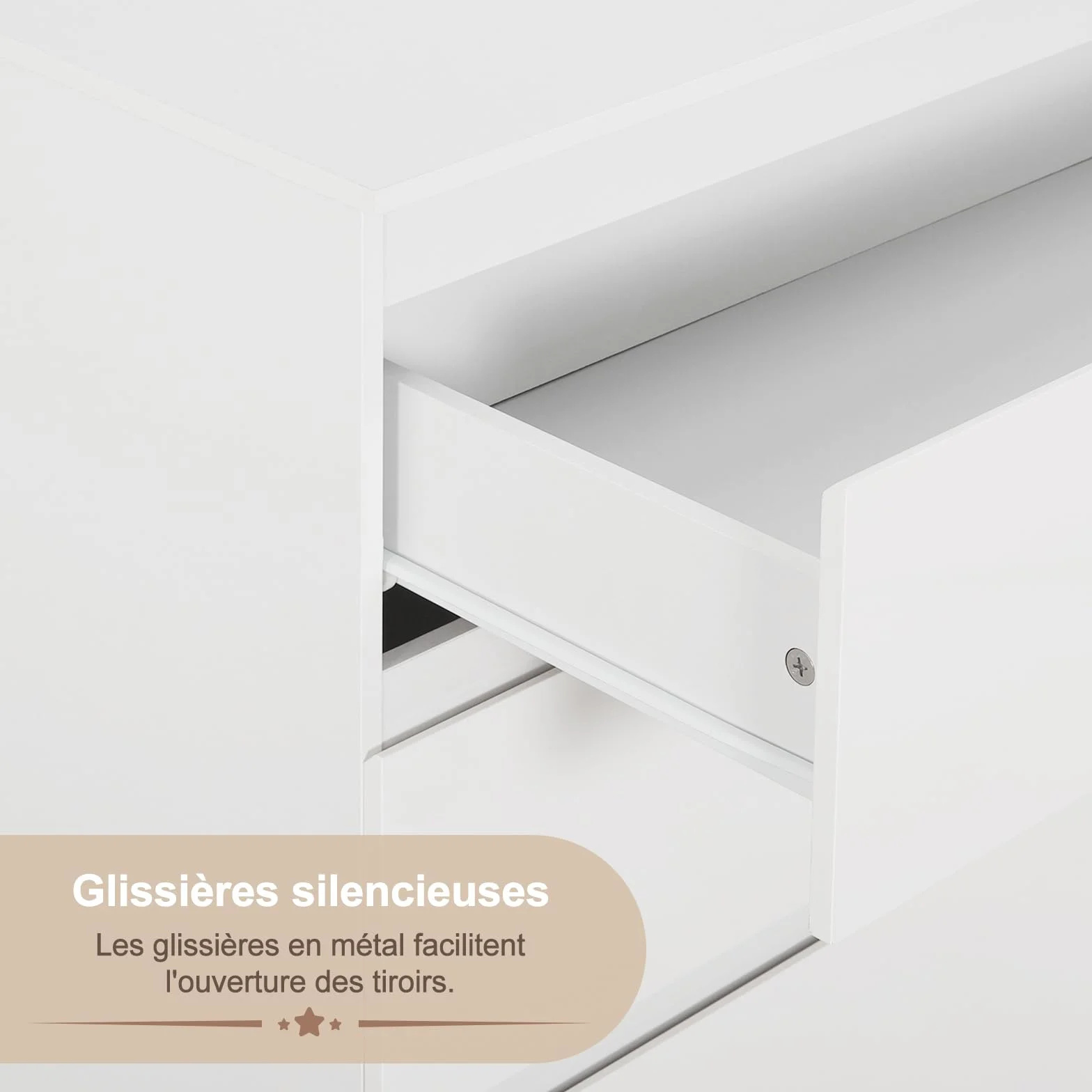 WOLTU Table à Langer Commode 4 Tiroirs Meuble Bébé Bois d'Ingénierie Blanc Brillant 80x75x109,2cm