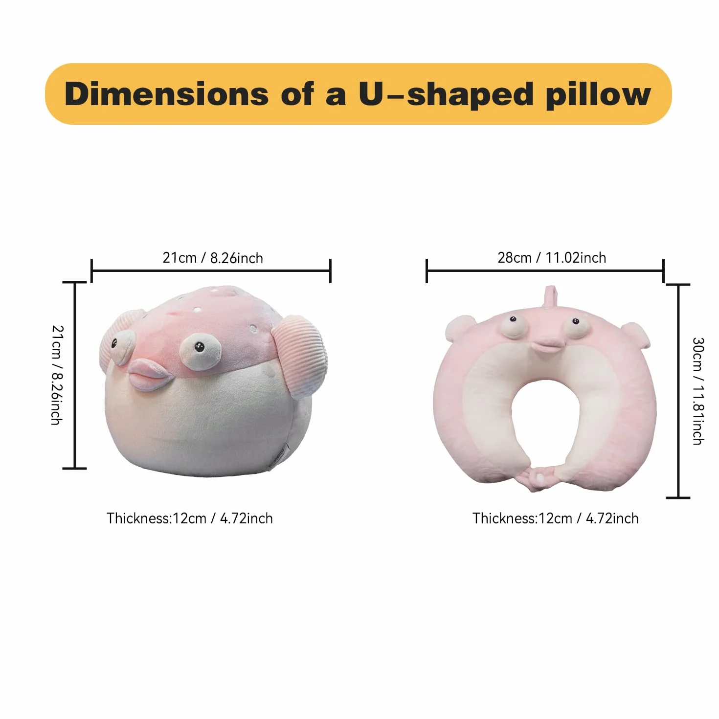 Oreiller de Voyage 2 en 1 Enfant Animal Peluche Oreiller Cervical Forme U Poisson