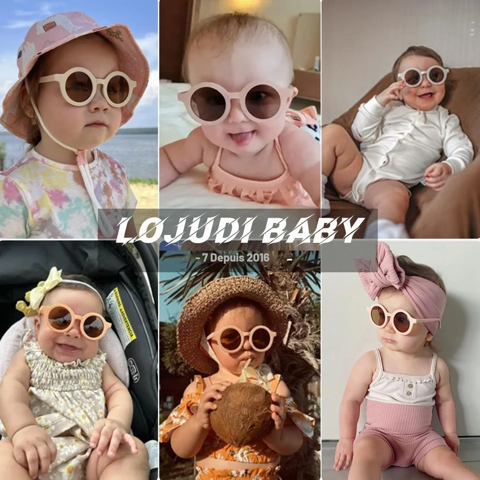 Lunettes Soleil Bébé Polarisées UV400 0-36 Mois Cadre Silicone Ronde Enfant