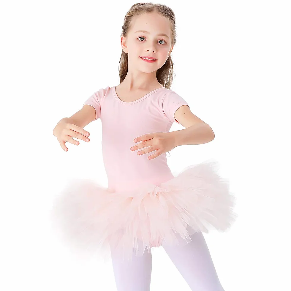 Bezioner Robe de Ballet Justaucorps en Coton Manche Courte pour Fille