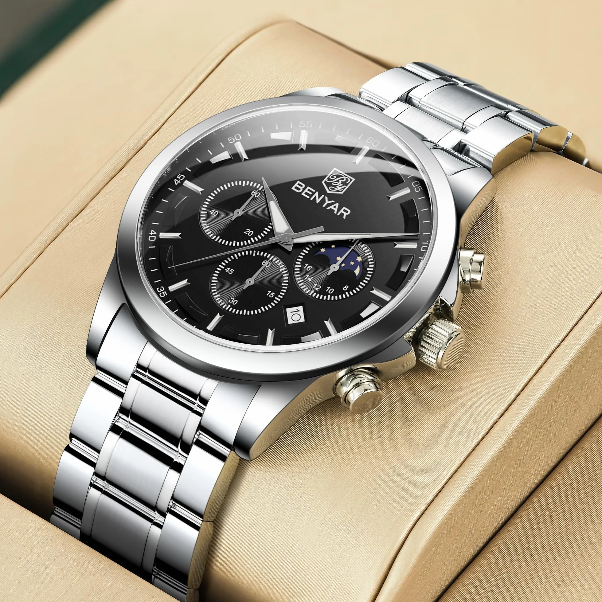 Montre Homme Chronographe Etanche Lumineuse Date Grand Cadran Quartz BENYAR