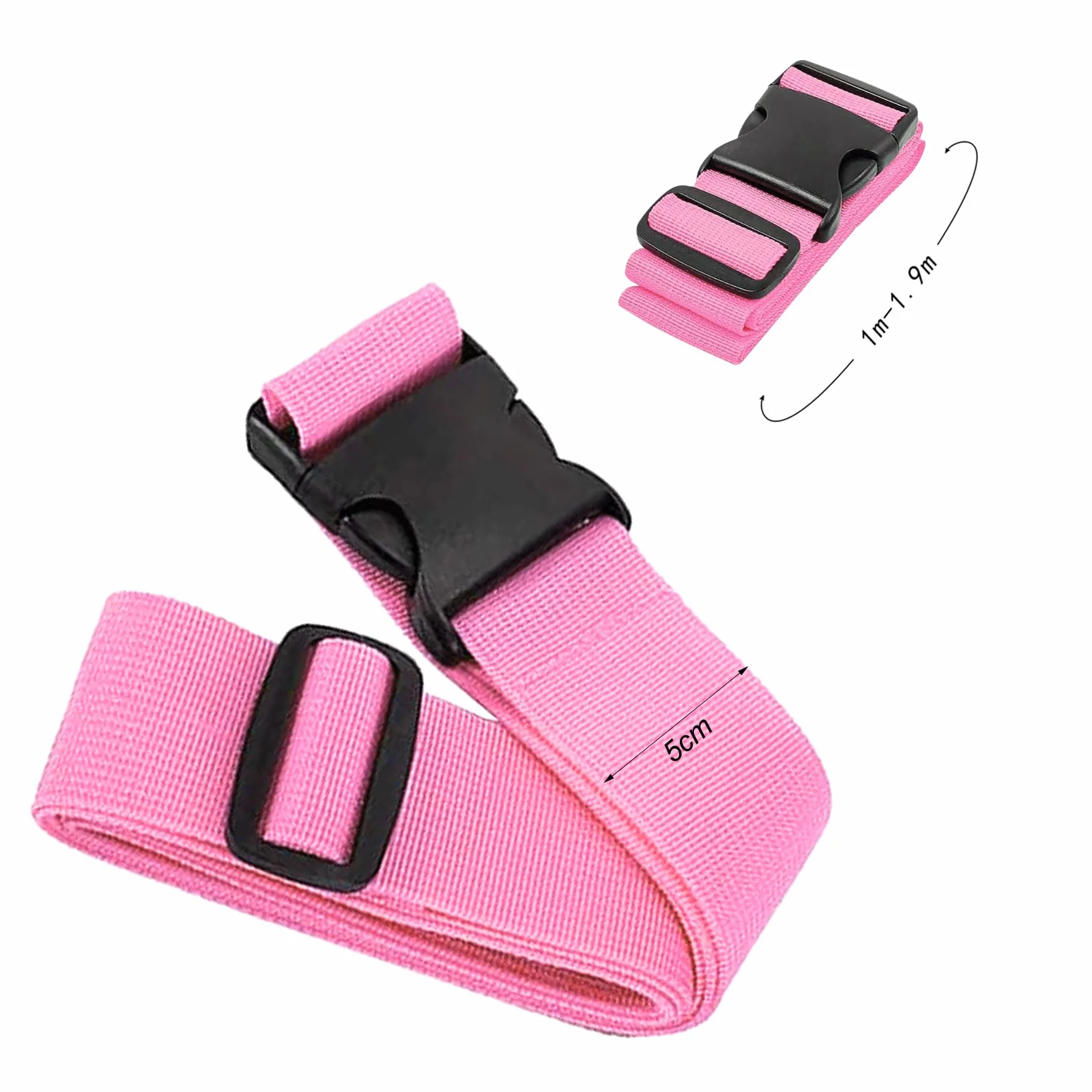Sangles de Bagage Réglables avec Boucle Ceinture Élastique Valise Croisée Voyage Lanière 2 Pièces (Rose)