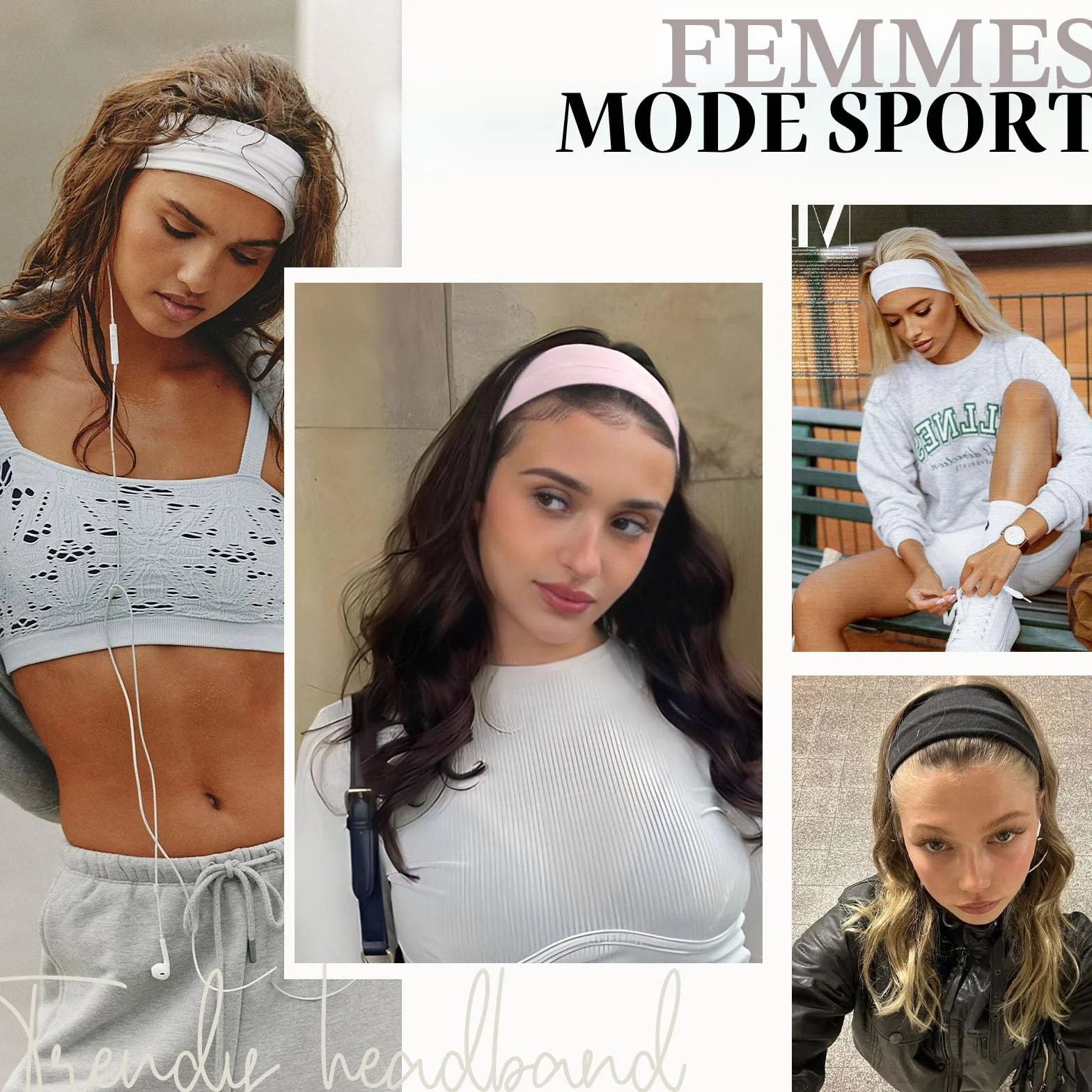 Bandeau Cheveux Femme 7 pcs Élastique Antidérapant Headband Sport Yoga